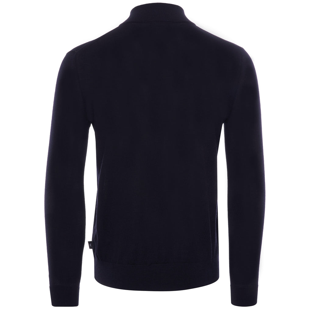 Virgin Wool Zip Neck Jumper - Blu Navy