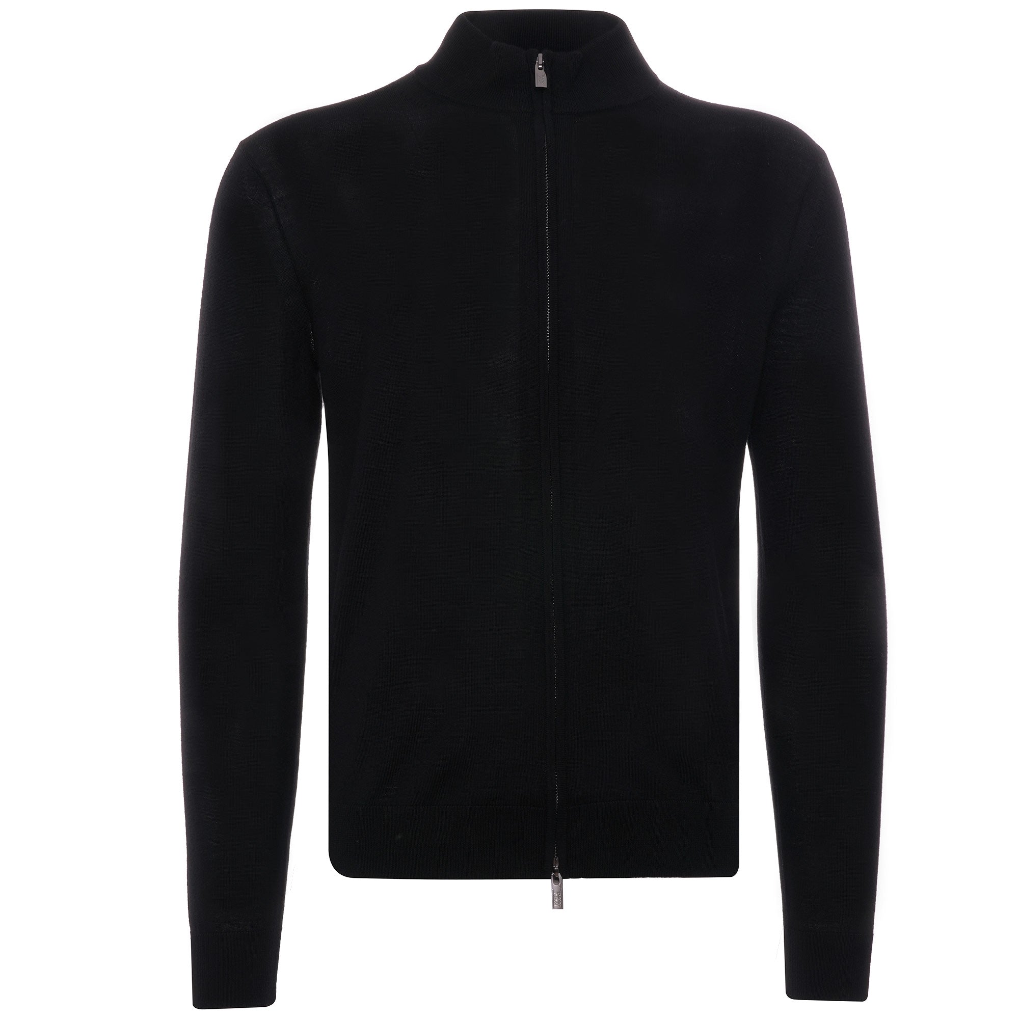 Virgin Wool Zip Through Jumper - Nero