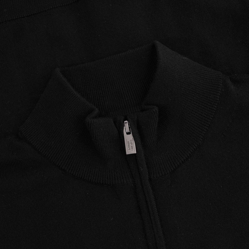 Virgin Wool Zip Through Jumper - Nero