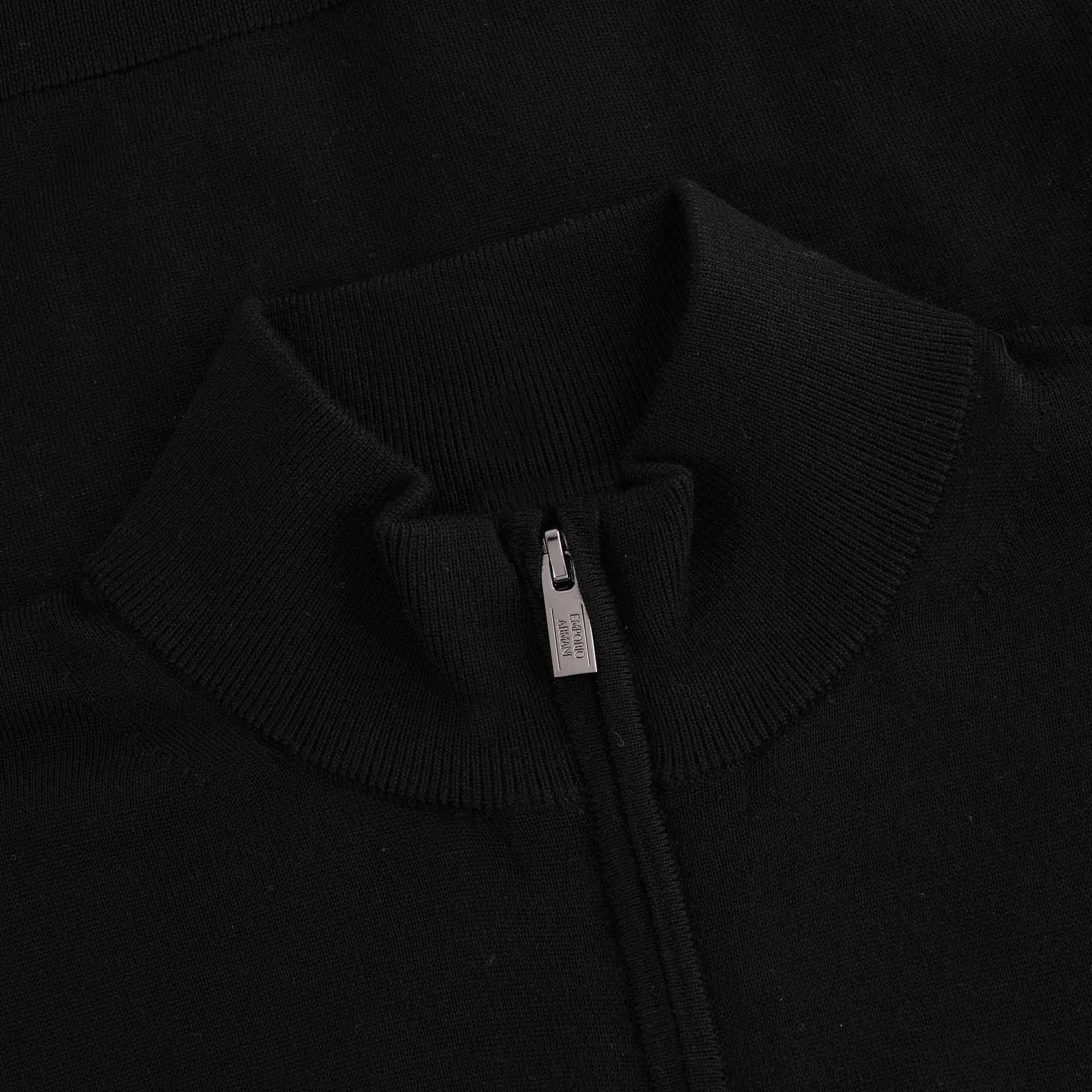 Virgin Wool Zip Through Jumper - Nero