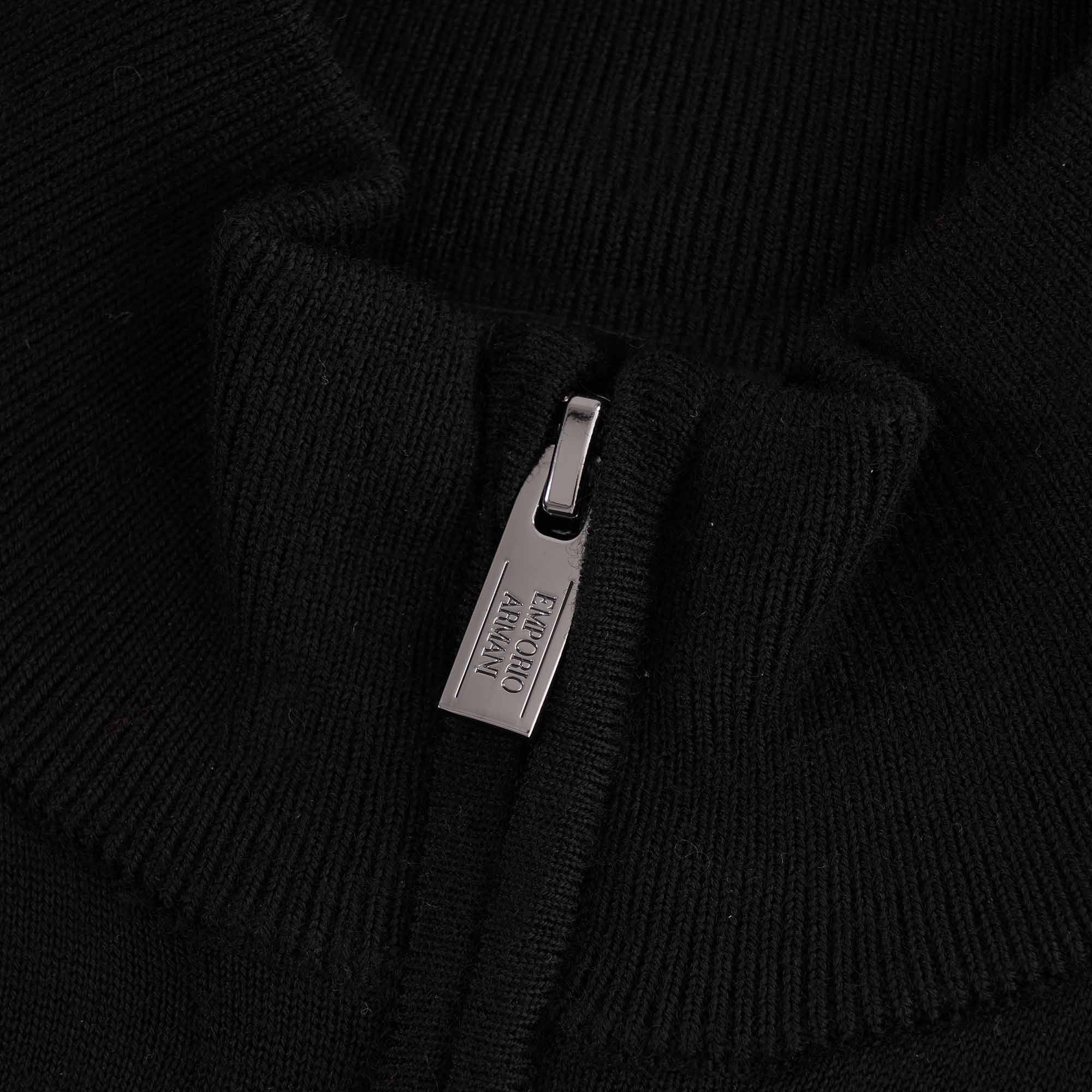 Virgin Wool Zip Through Jumper - Nero