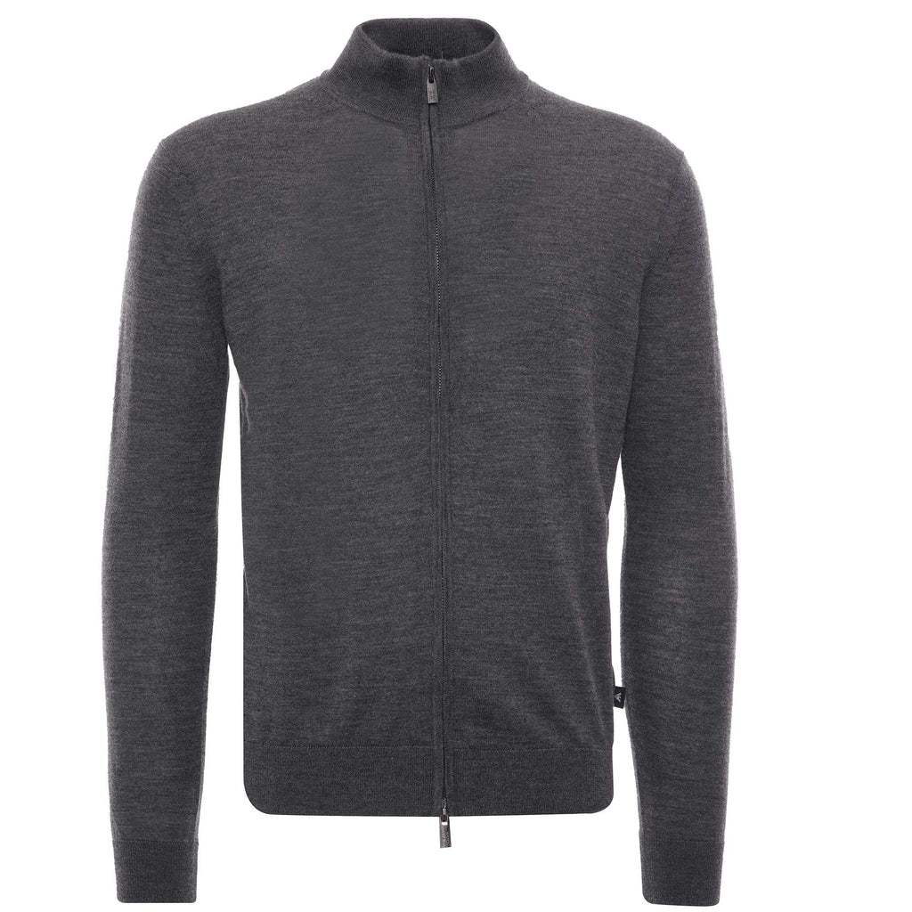 Virgin Wool Zip Through Jumper - Grigio