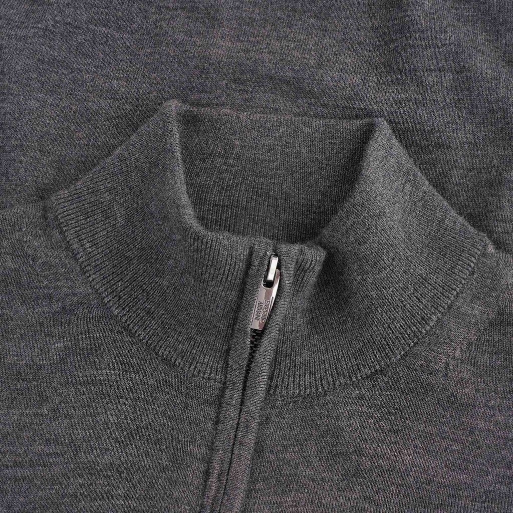 Virgin Wool Zip Through Jumper - Grigio