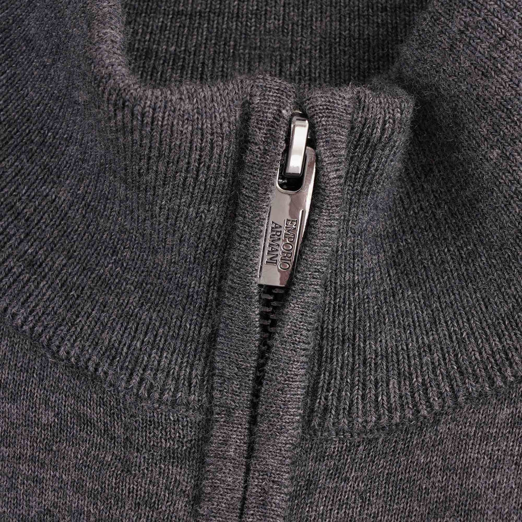 Virgin Wool Zip Through Jumper - Grigio