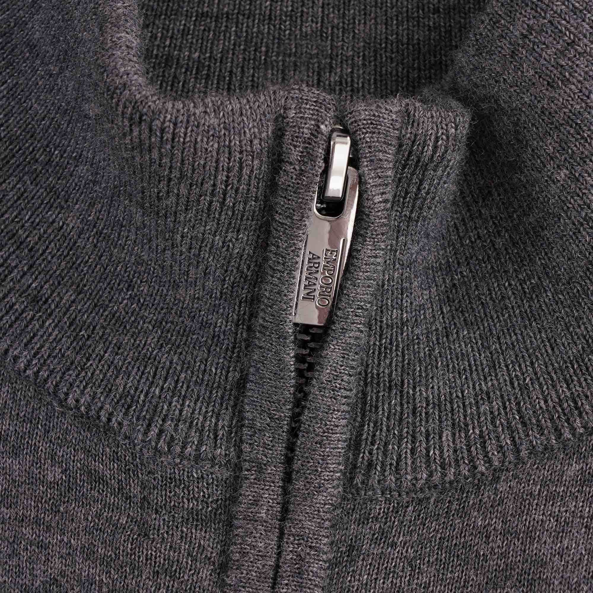 Virgin Wool Zip Through Jumper - Grigio