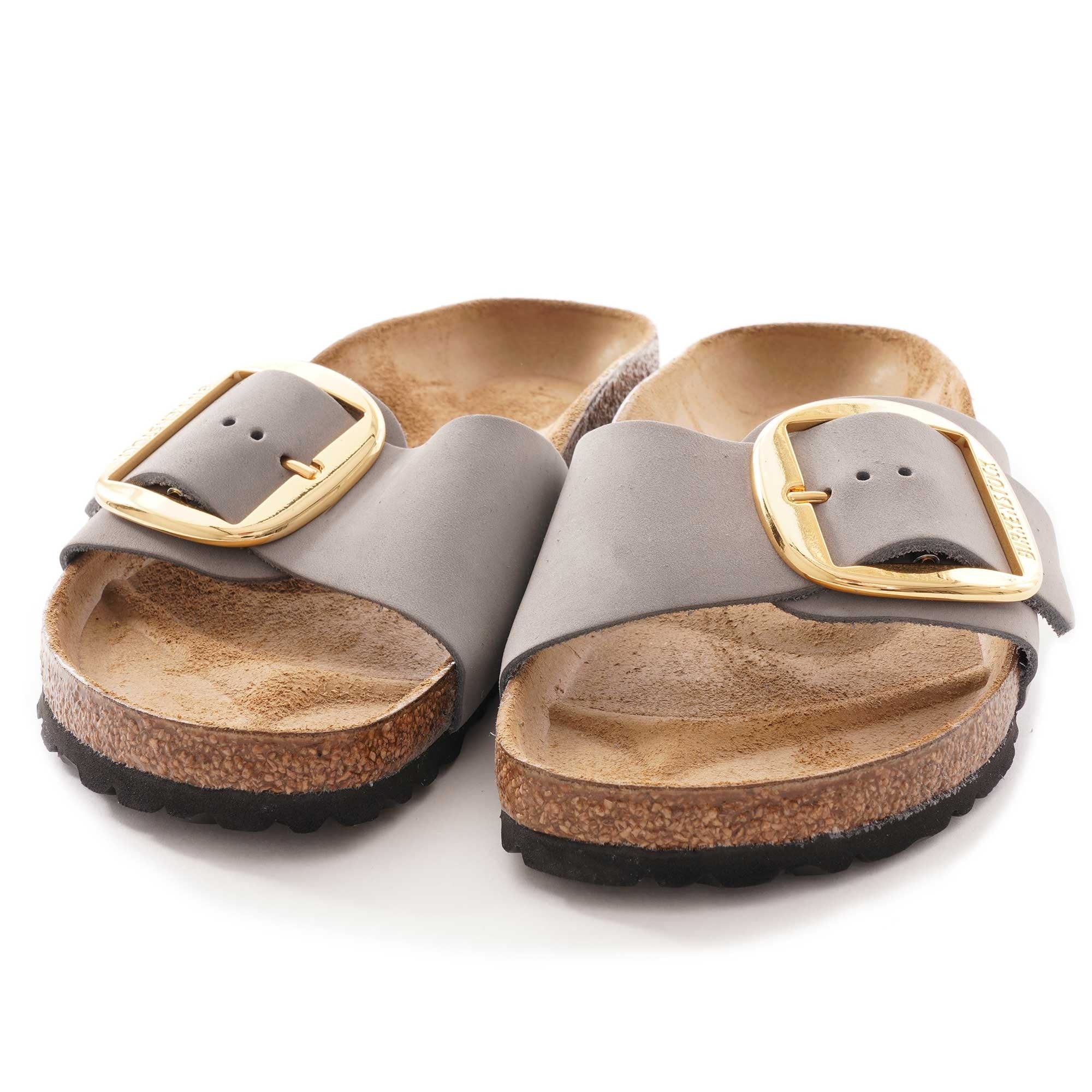 Madrid Big Buckle Nubuck Leather - Light Grey