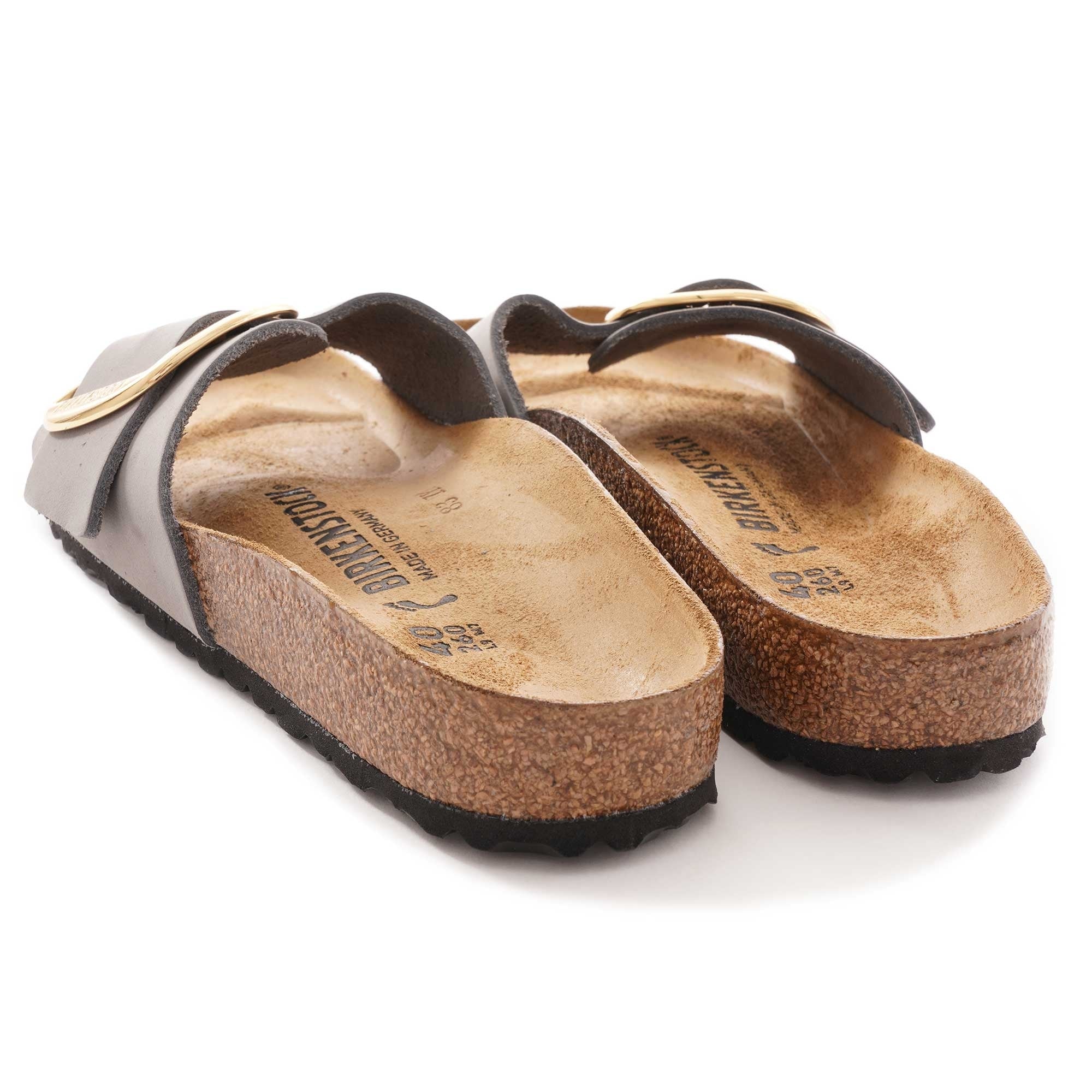 Madrid Big Buckle Nubuck Leather - Light Grey