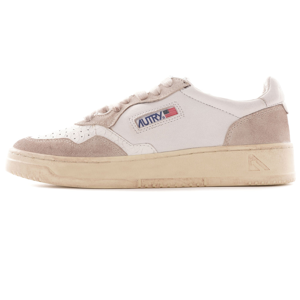 Medalist Low Cracked Leather/Suede - White