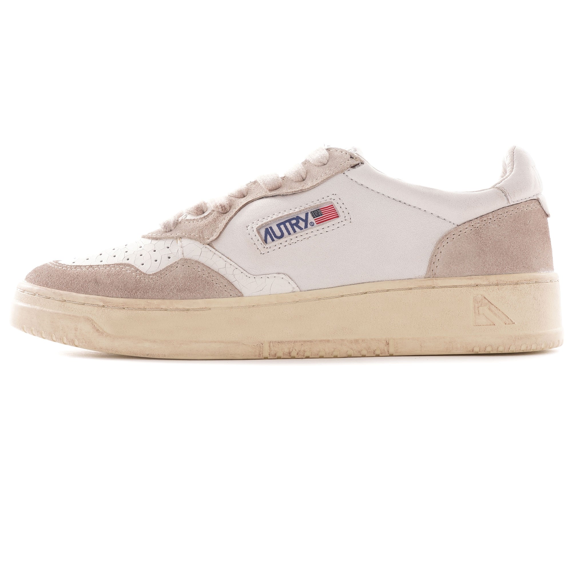 Medalist Low Cracked Leather/Suede - White