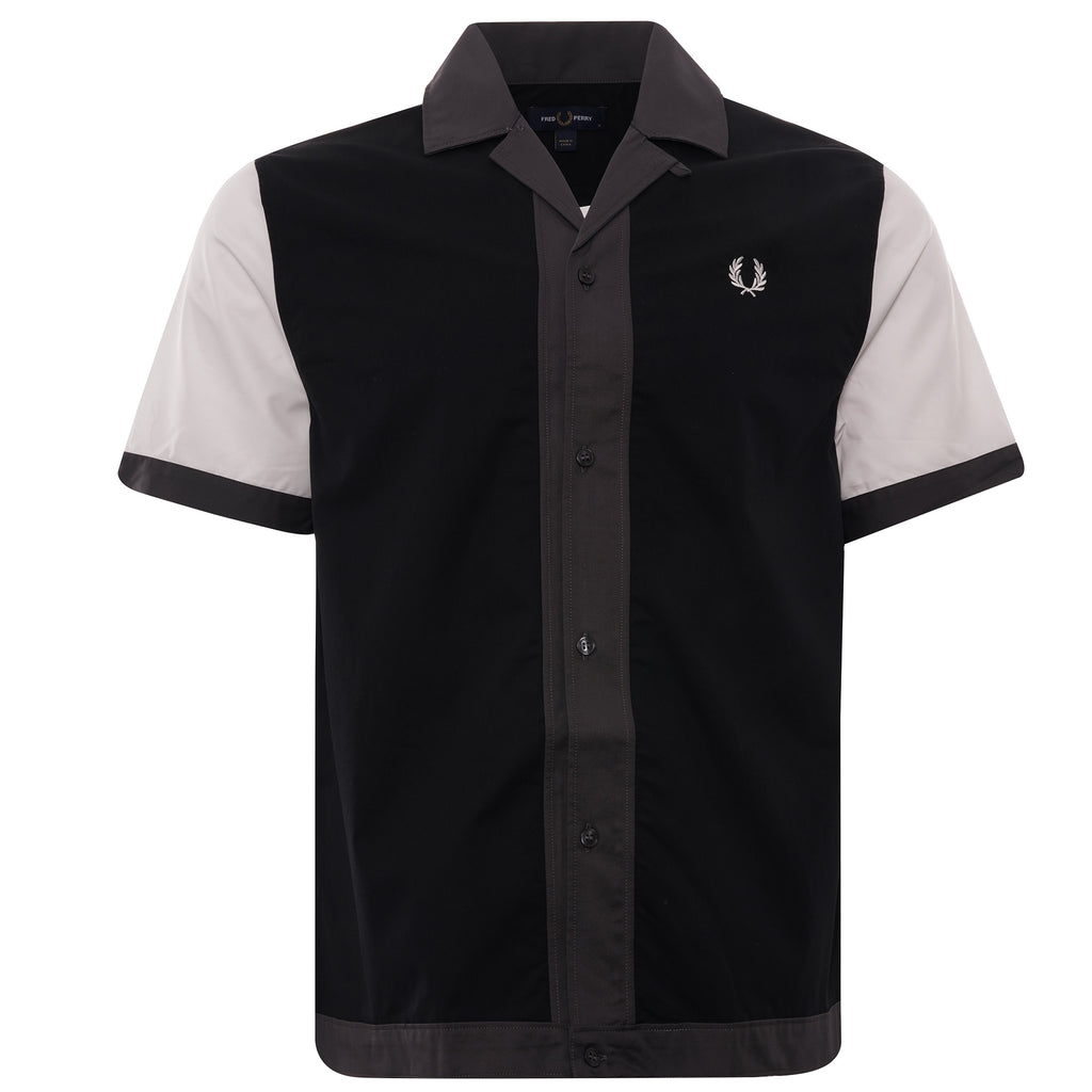 Colour Block Revere Collar Shirt - Black