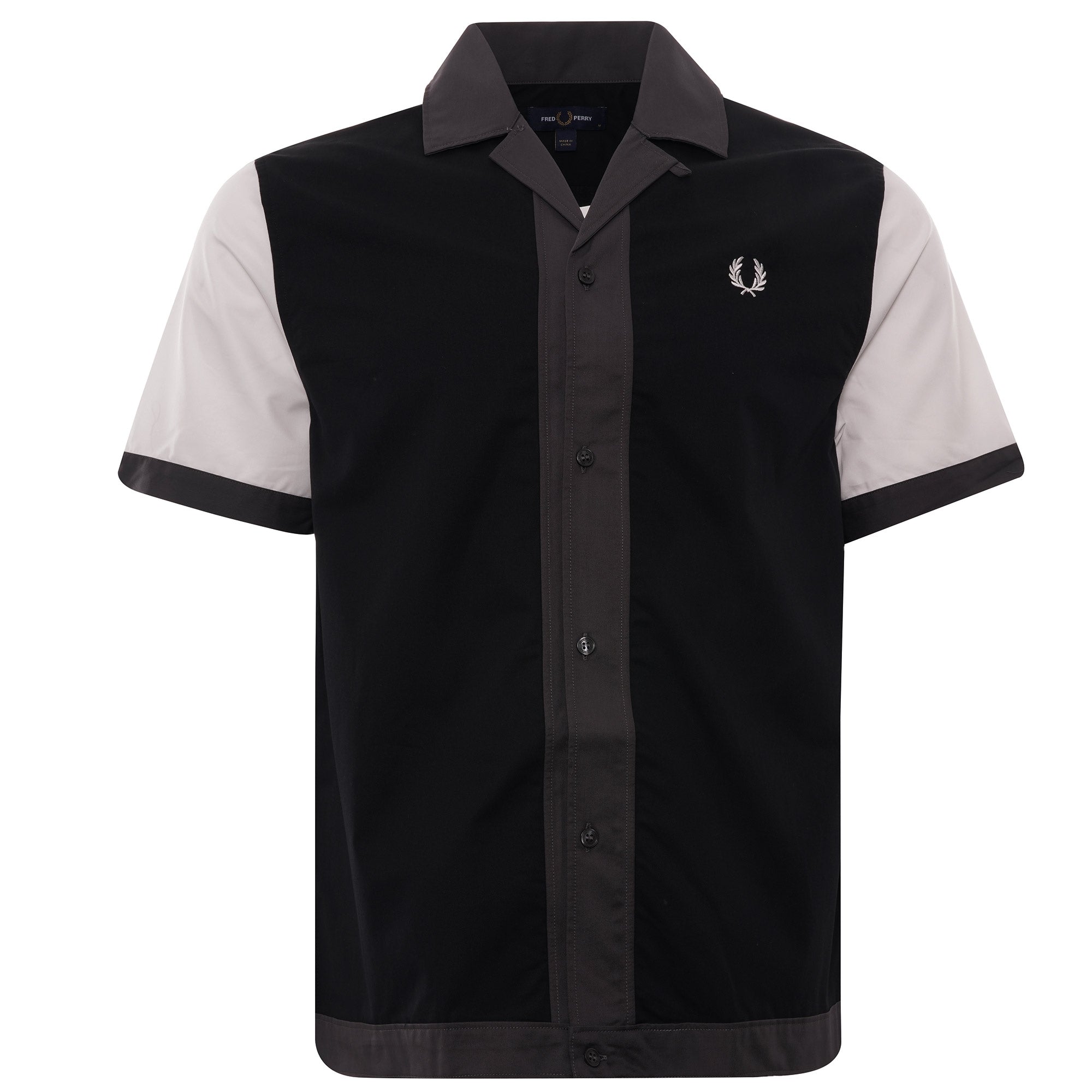 Colour Block Revere Collar Shirt - Black