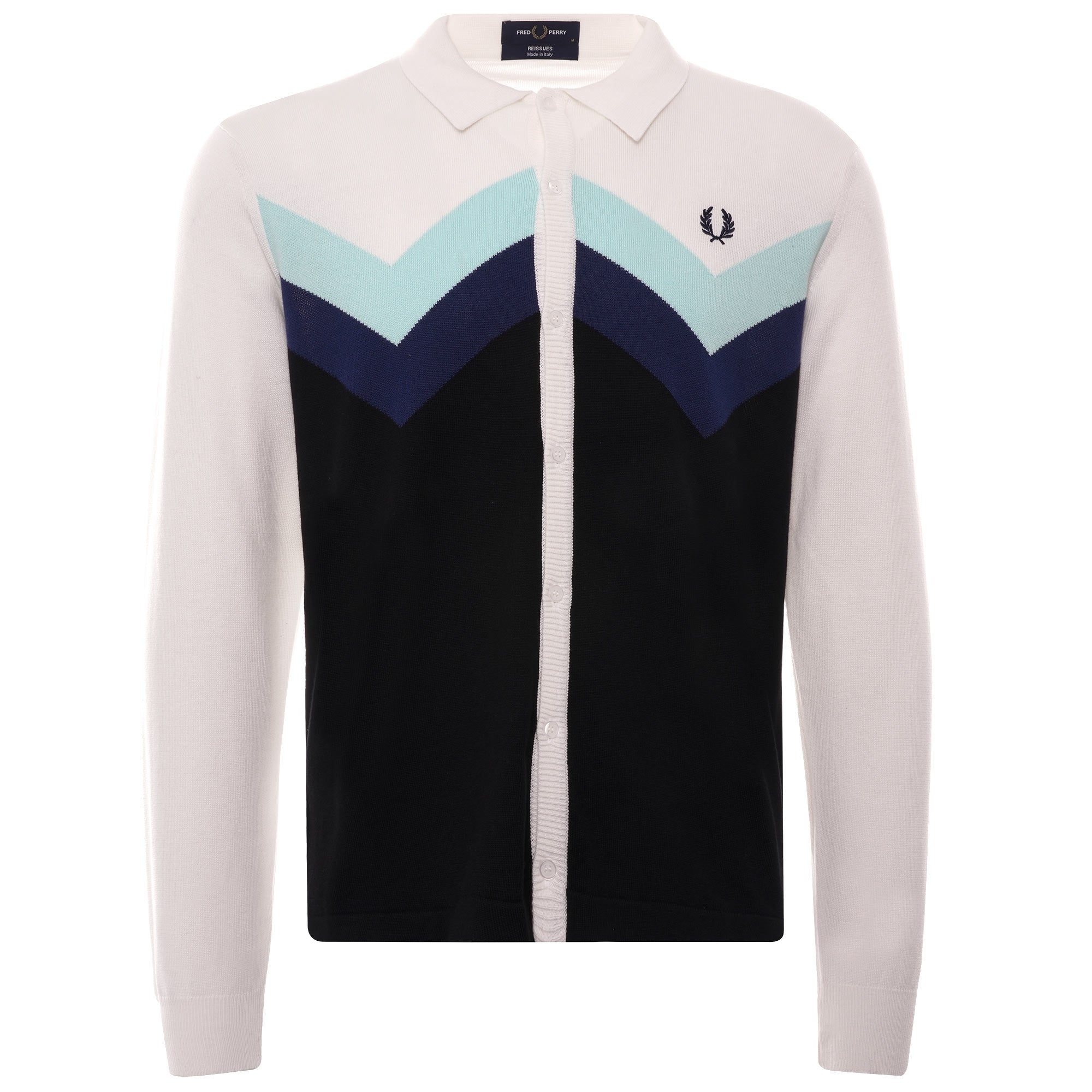 Chevron Button Through Knitted Shirt - Snow White