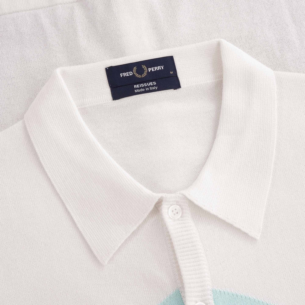 Chevron Button Through Knitted Shirt - Snow White