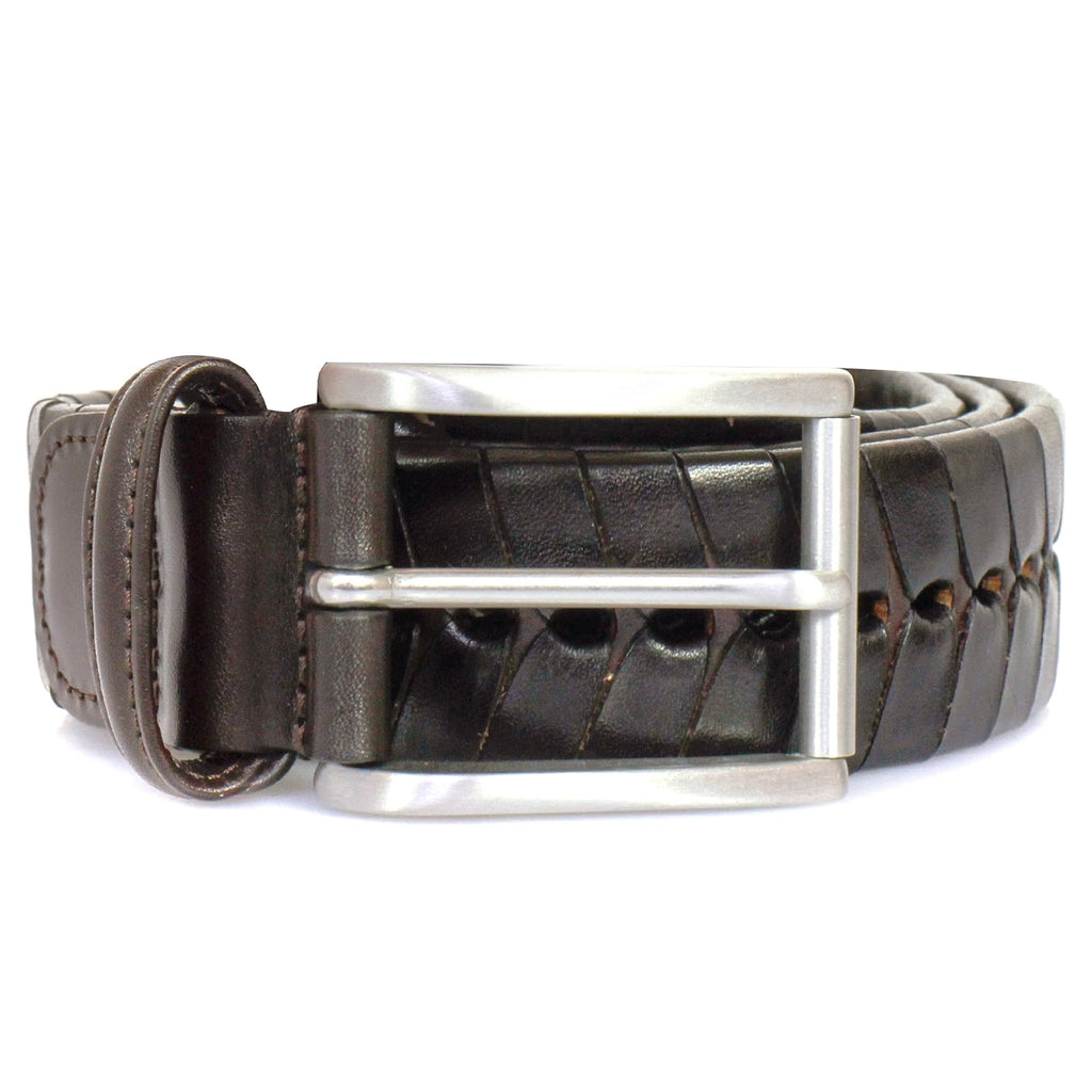 Anderson's Belts Stitched Chevron Leather Belt - Brown