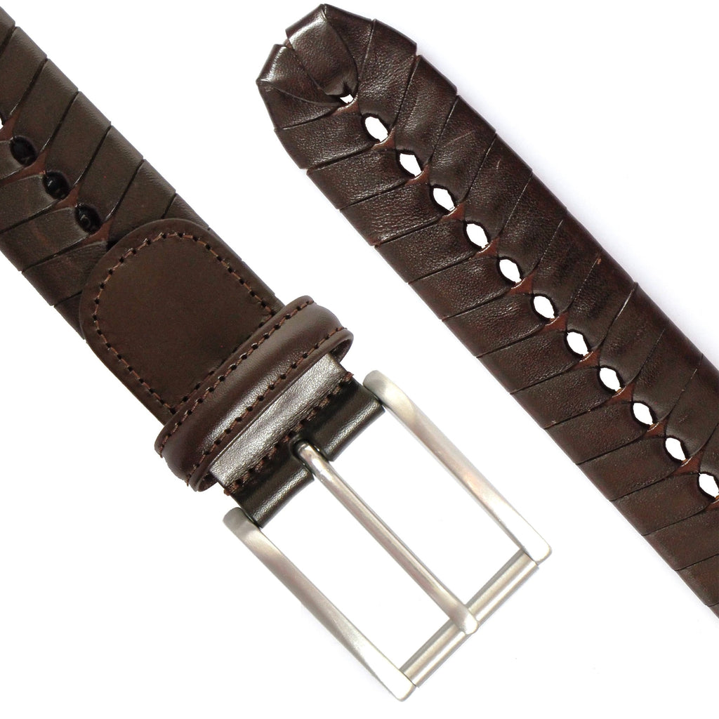 Anderson's Belts Stitched Chevron Leather Belt - Brown