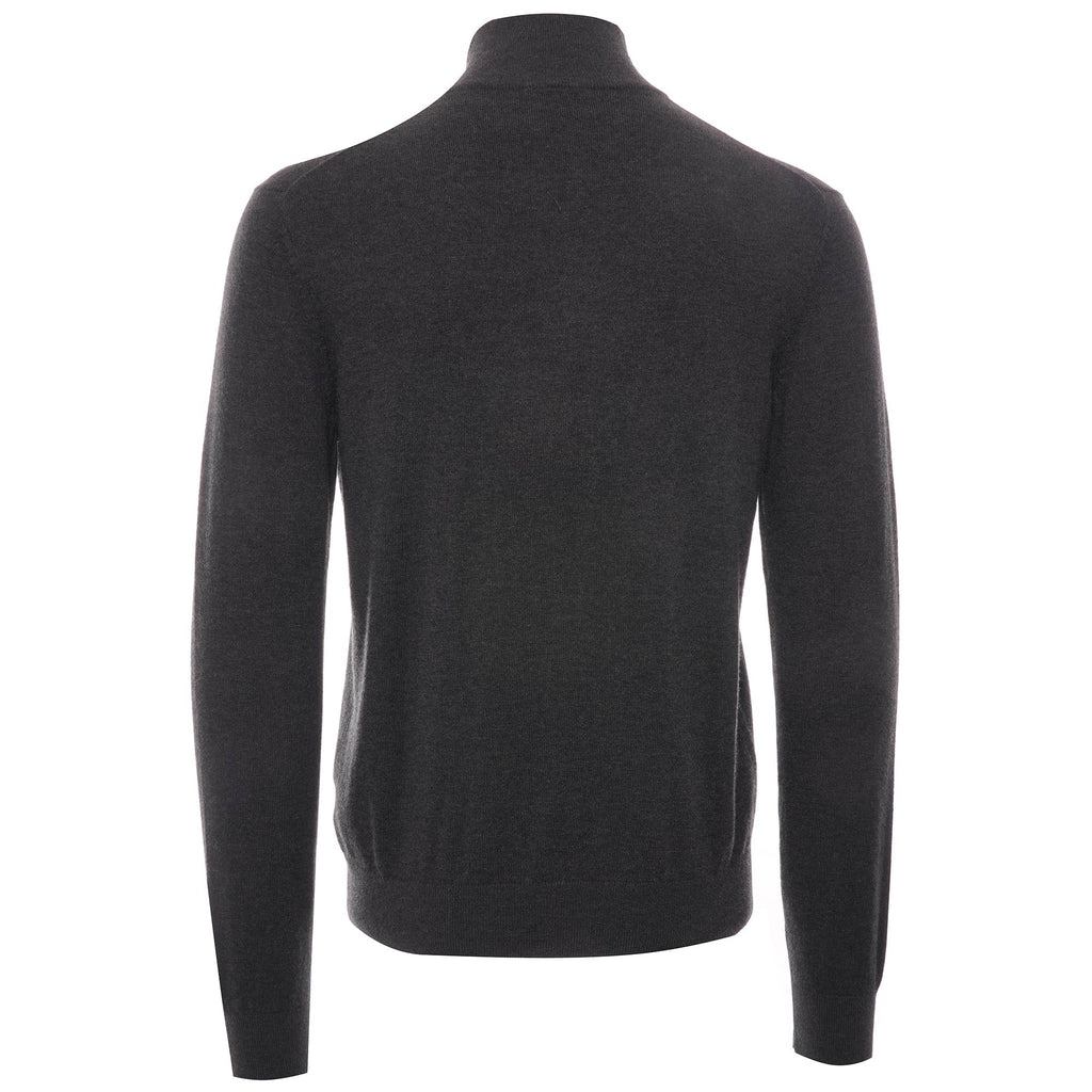 Zebra Logo Cotton-Blend Zip-Neck Jumper - Black Melange