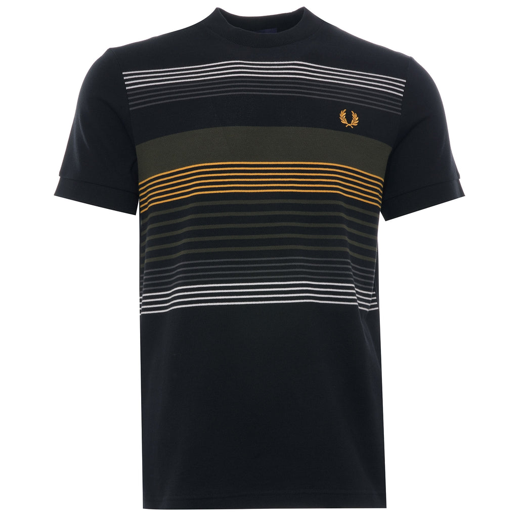 Striped Piqu T-Shirt - Black