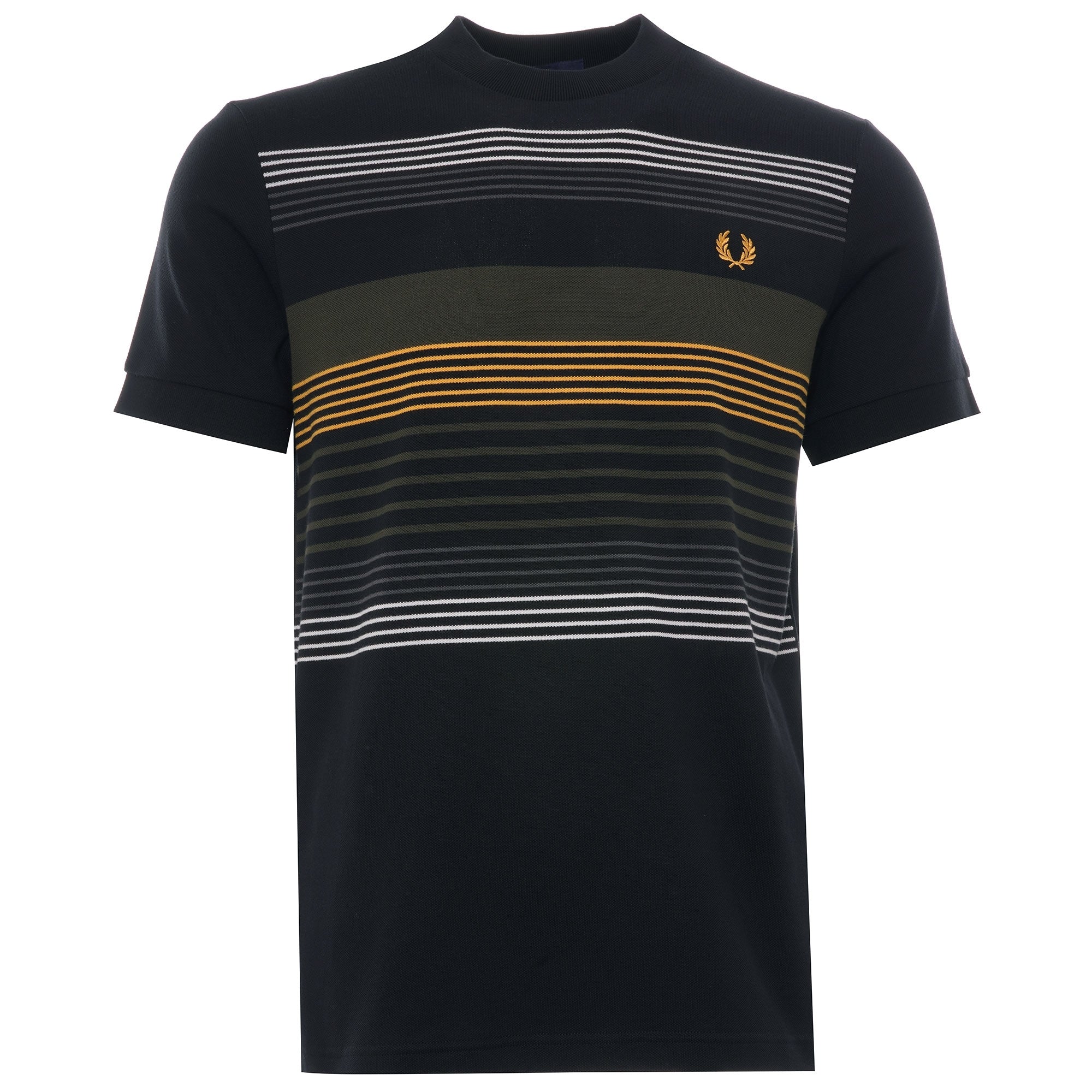 Striped Piqu T-Shirt - Black