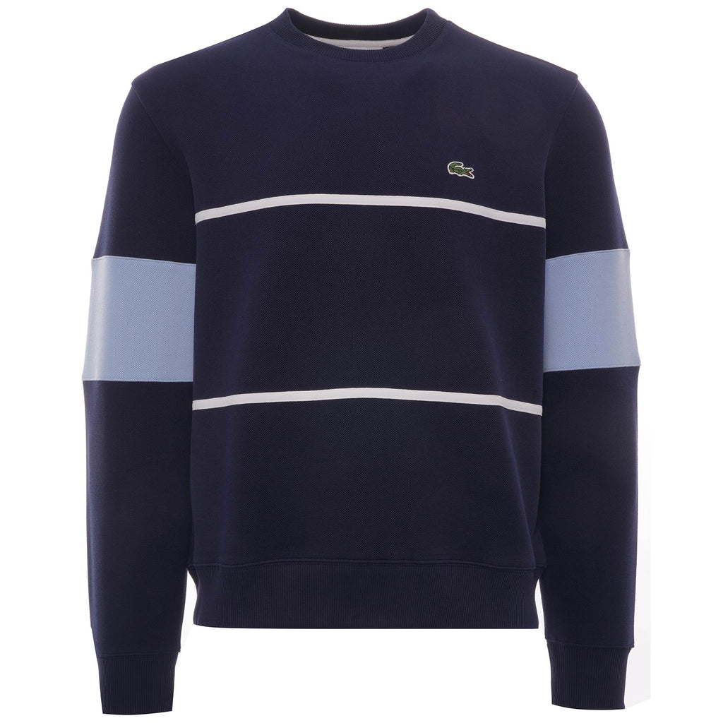 Heritage Crew Neck Colourblock Cotton Piqu Sweatshirt - Marine