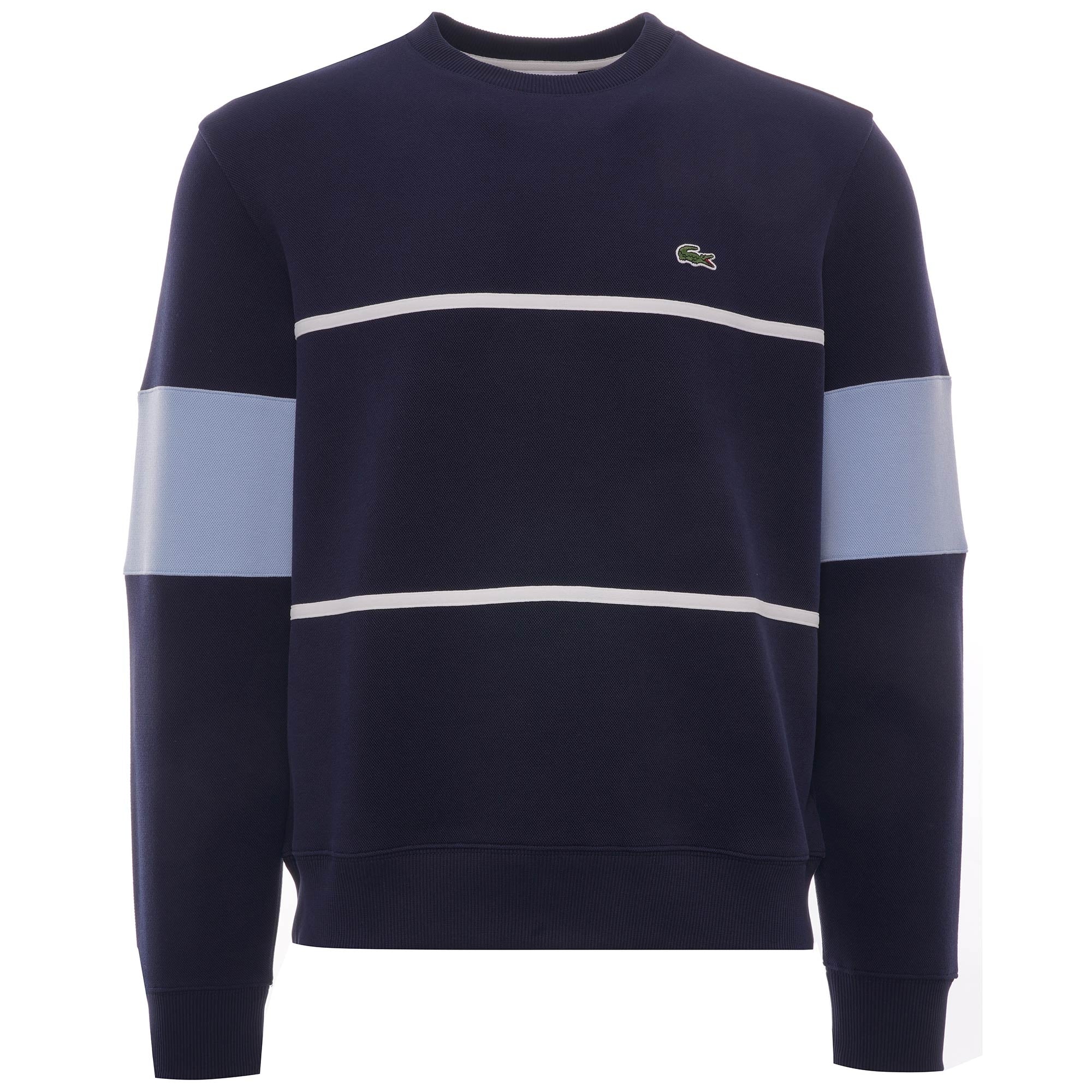Heritage Crew Neck Colourblock Cotton Piqu Sweatshirt - Marine