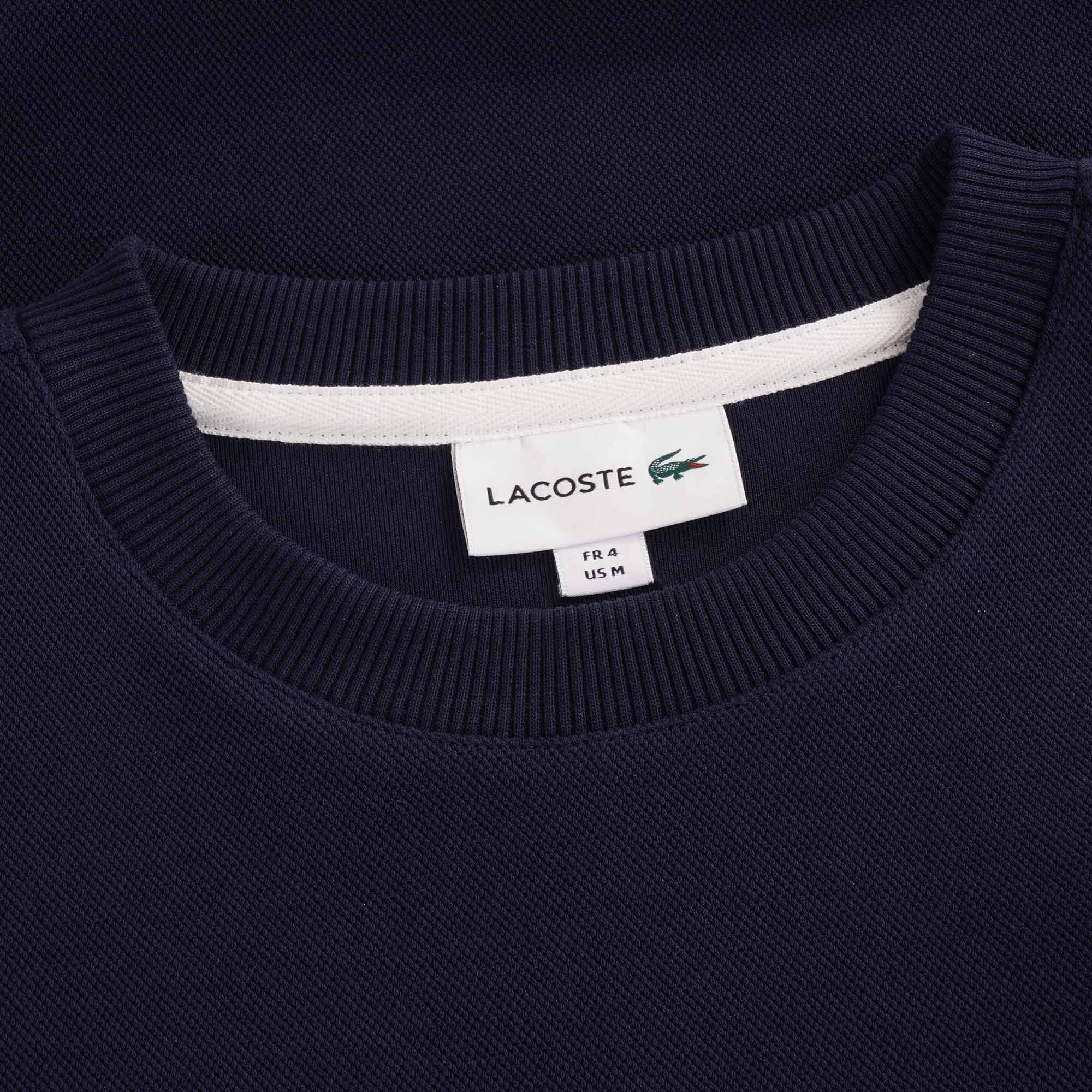 Heritage Crew Neck Colourblock Cotton Piqu Sweatshirt - Marine