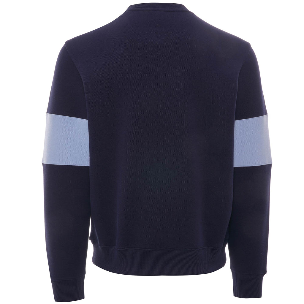 Heritage Crew Neck Colourblock Cotton Piqu Sweatshirt - Marine