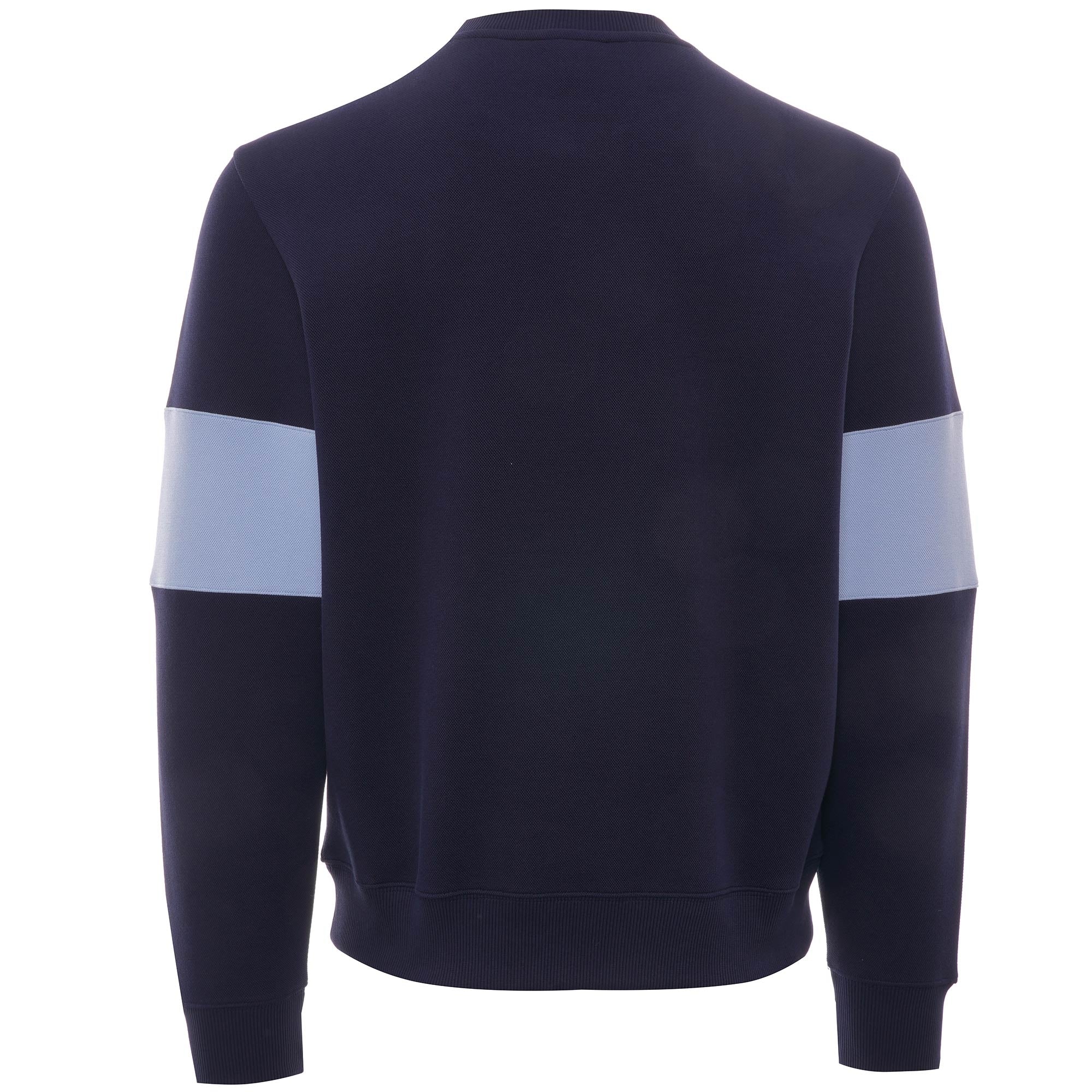 Heritage Crew Neck Colourblock Cotton Piqu Sweatshirt - Marine