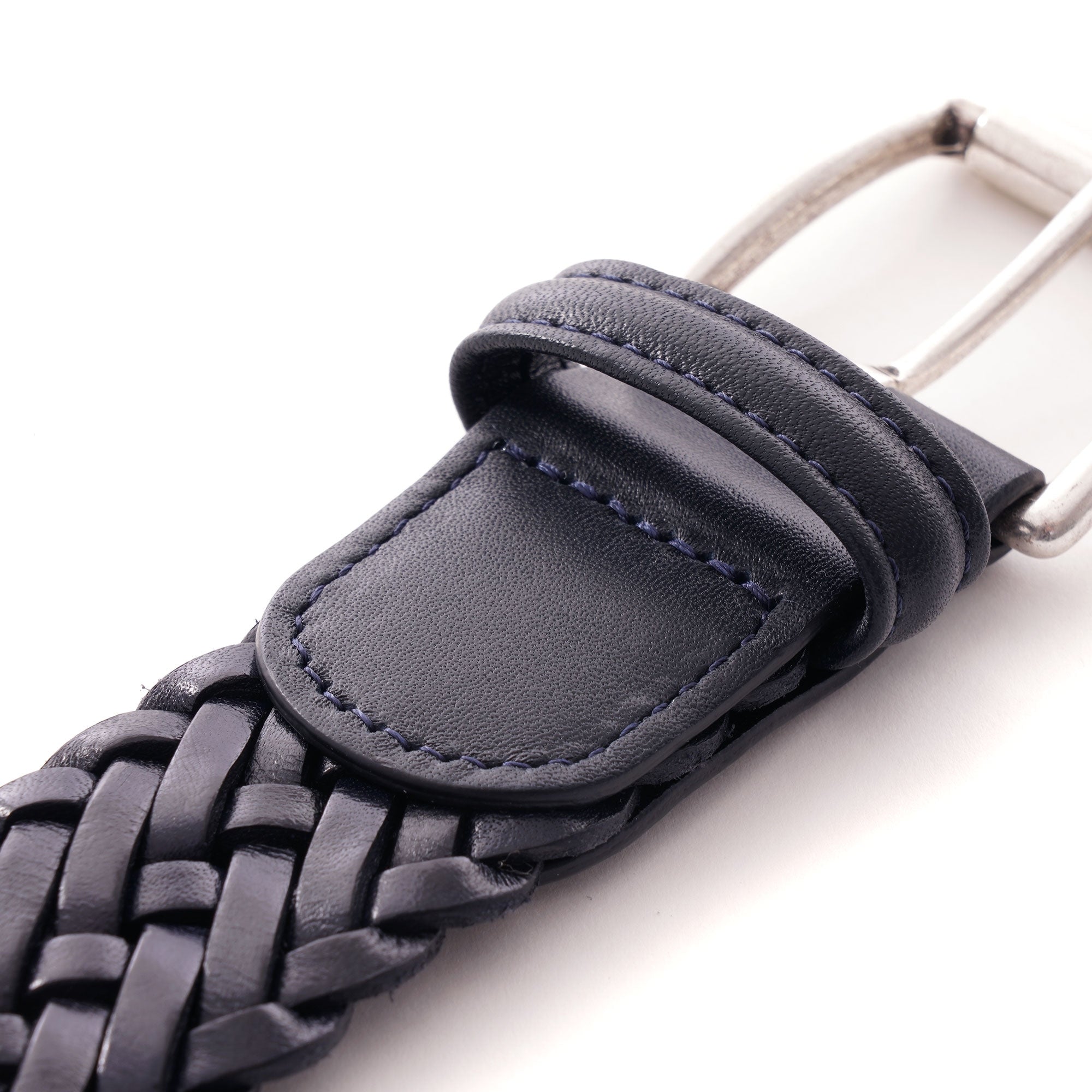 Anderson's Belts Woven Leather Belt - Navy