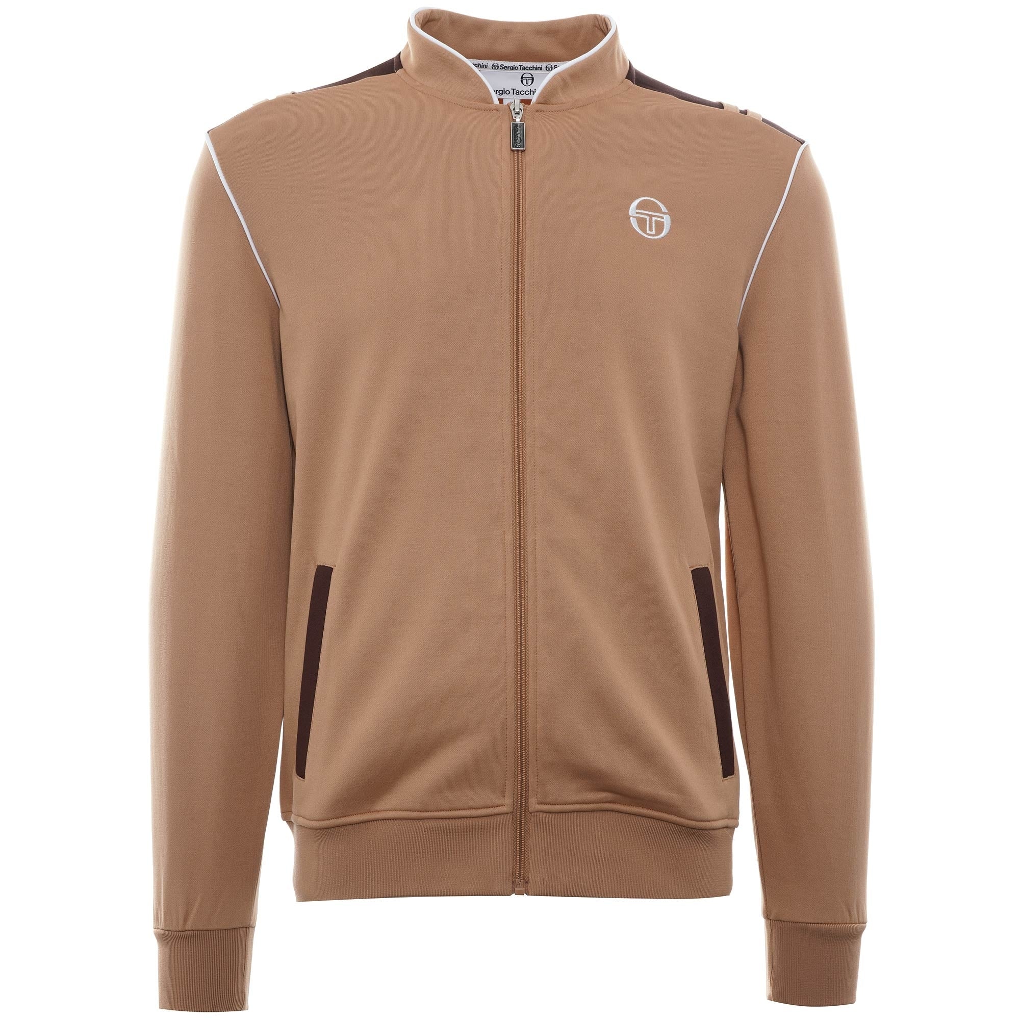 Sammy Track Top - Tan/French Roast/White