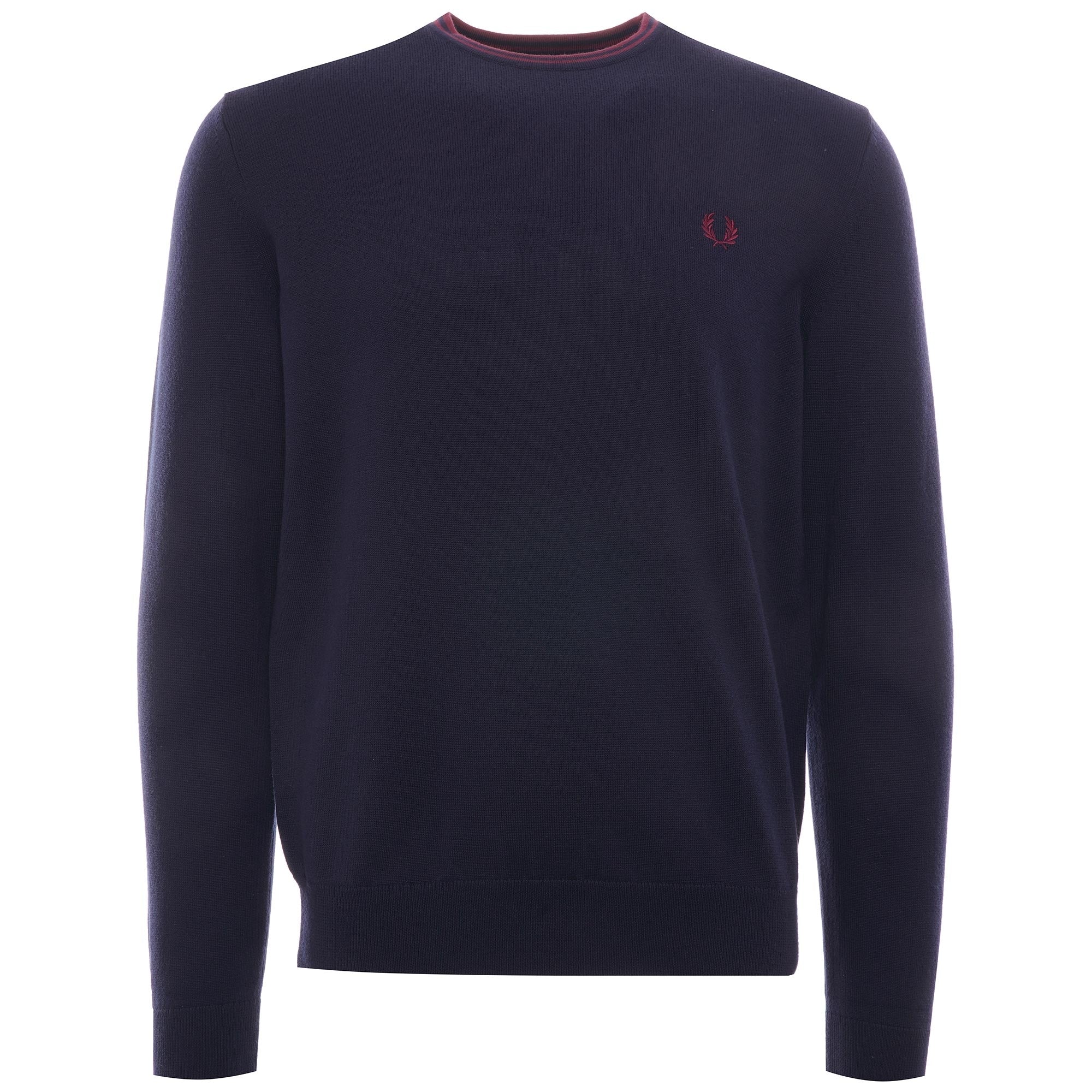Classic Crew Neck Jumper - Navy/Aubergine
