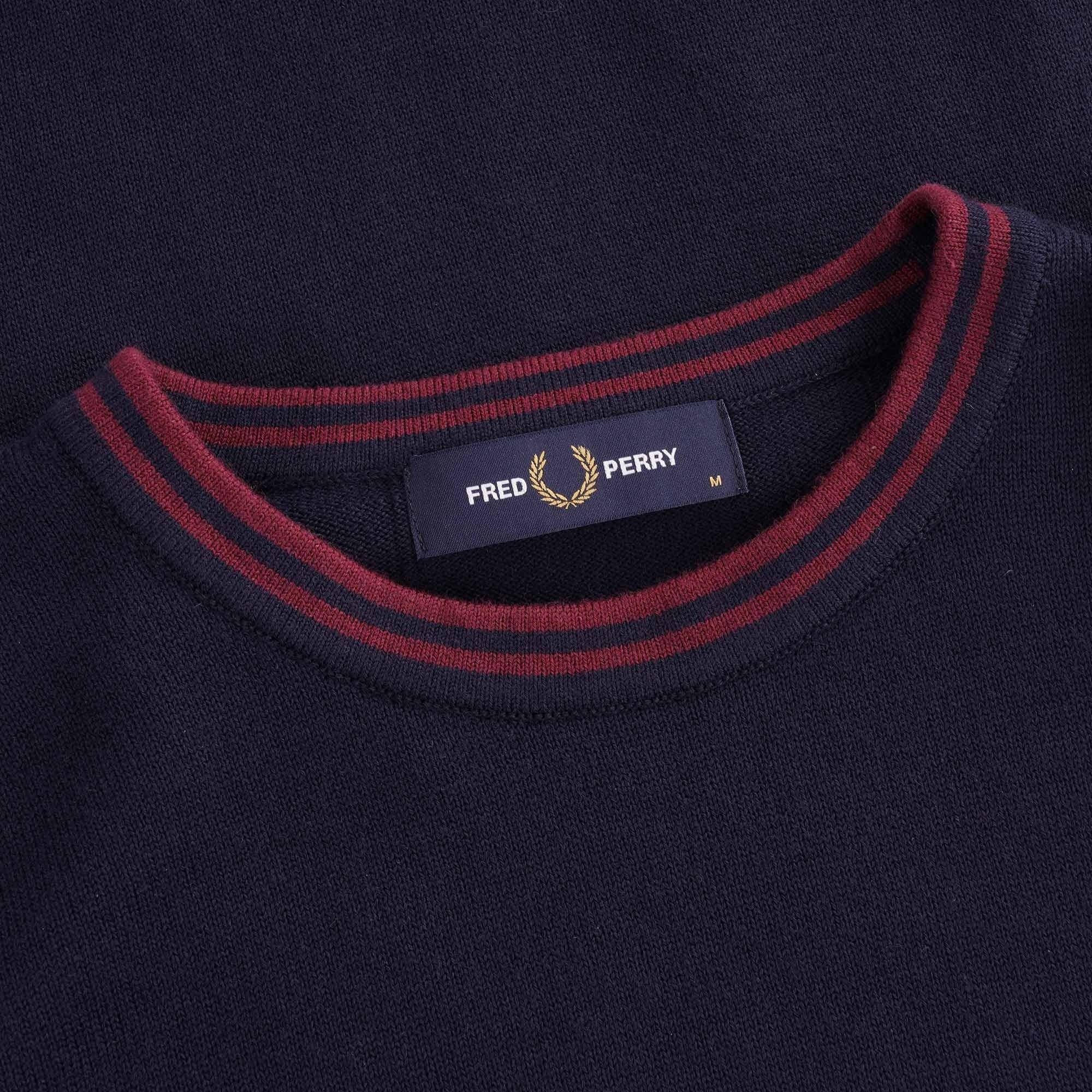 Classic Crew Neck Jumper - Navy/Aubergine