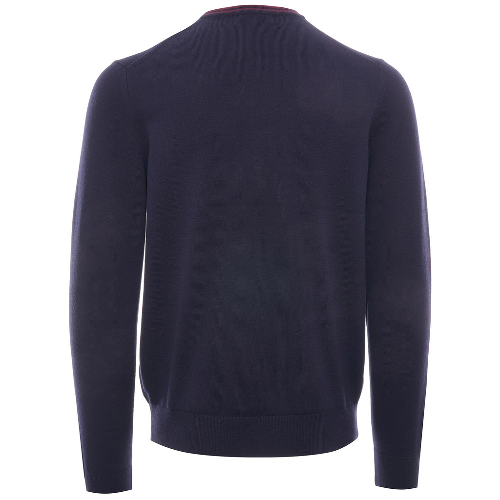 Classic Crew Neck Jumper - Navy/Aubergine