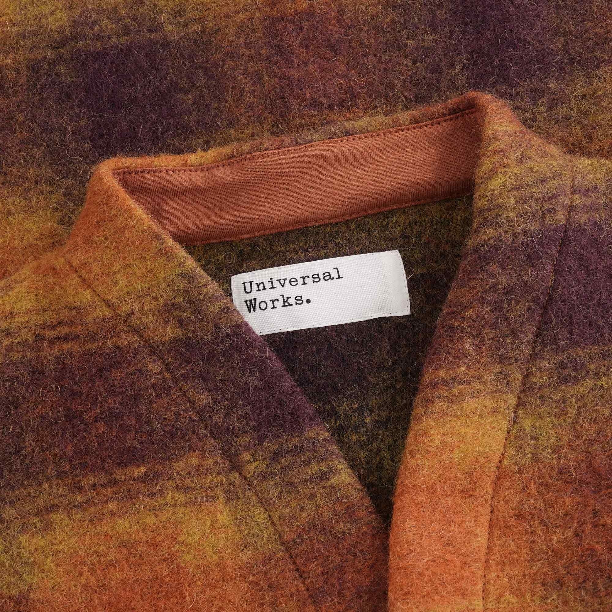Checked Wool Fleece Cardigan - Gold/Claret