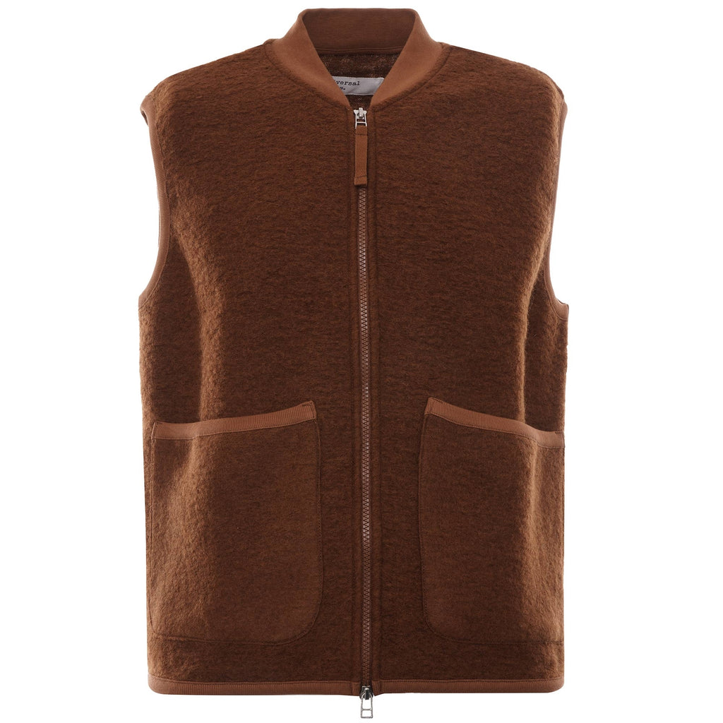 Zip Waistcoat Wool Fleece - Rust