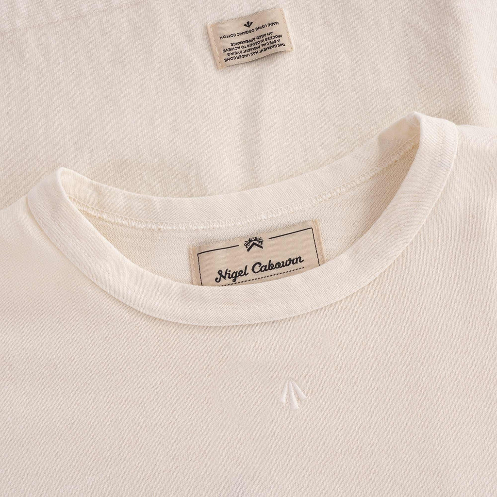Embroidered Arrow Long Sleeve Tee - Natural