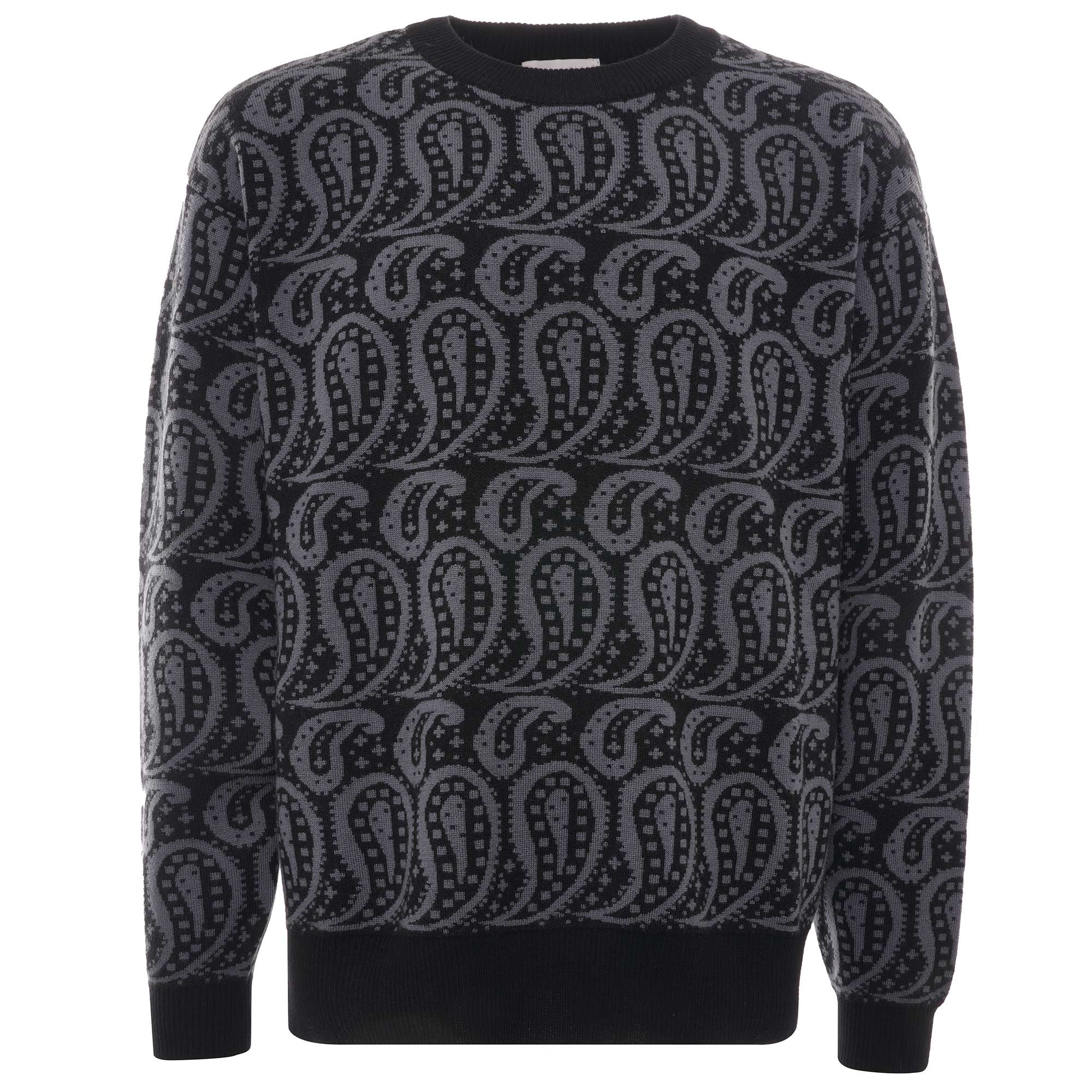 Shoegazer Merino Wool Paisley Knitted Jumper - Black/Grey