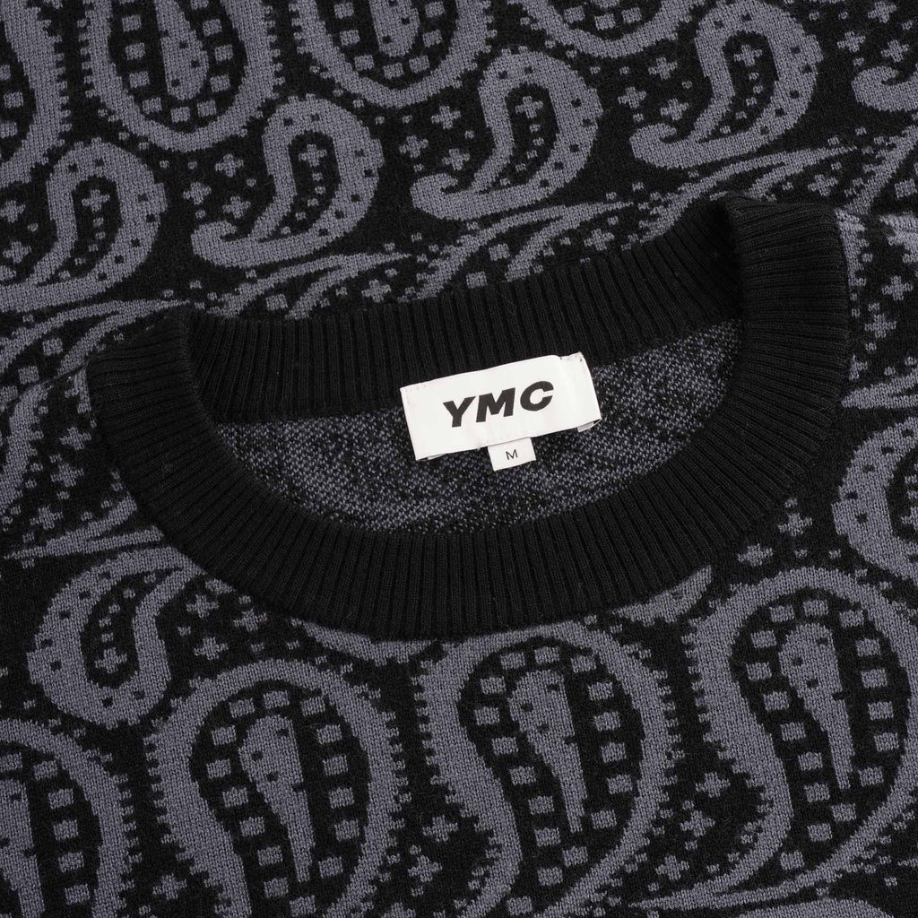 Shoegazer Merino Wool Paisley Knitted Jumper - Black/Grey