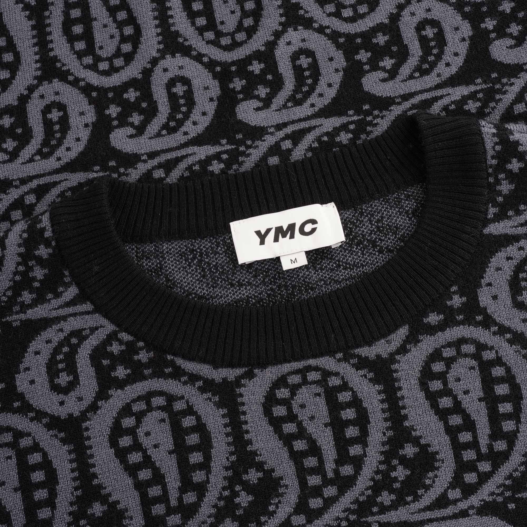 Shoegazer Merino Wool Paisley Knitted Jumper - Black/Grey