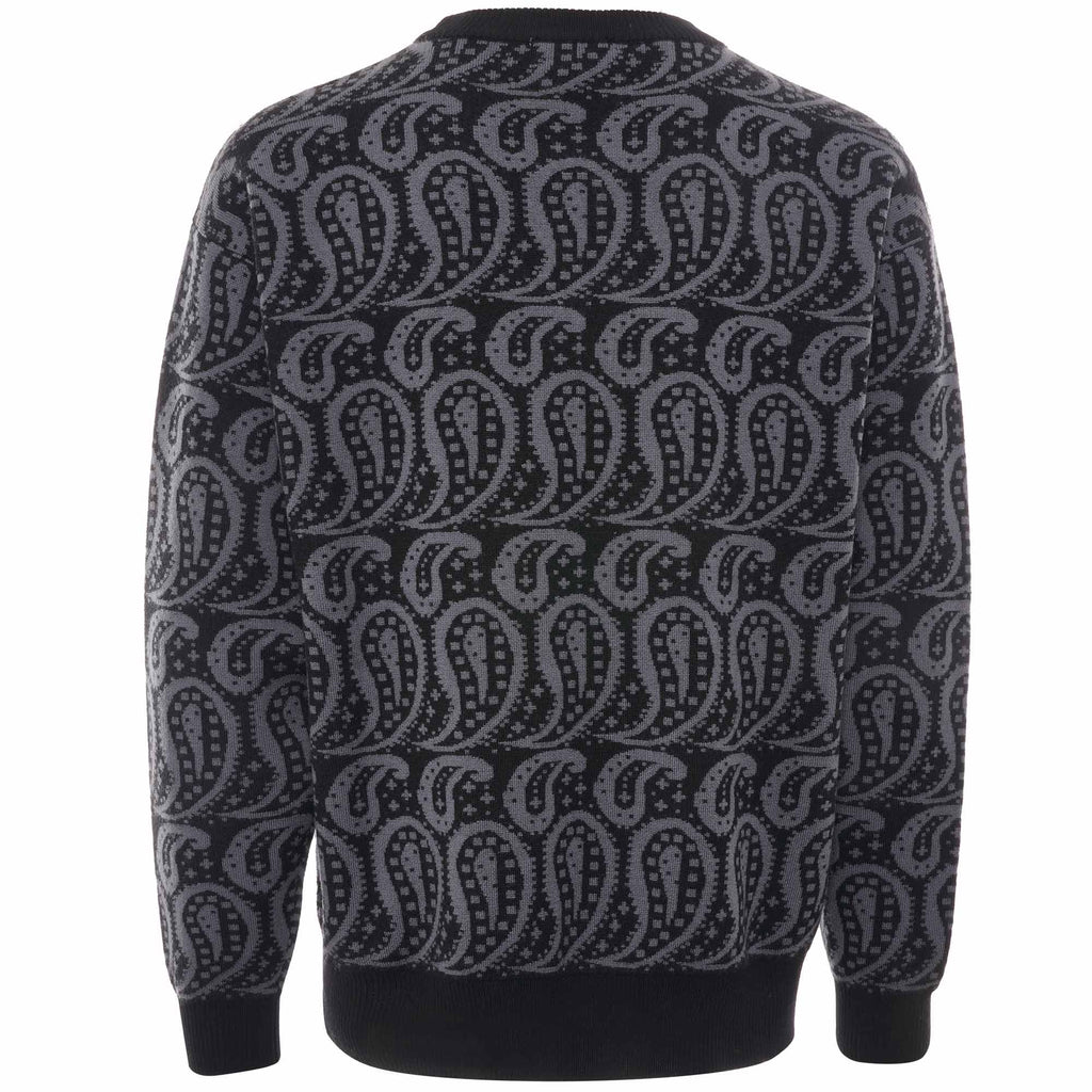 Shoegazer Merino Wool Paisley Knitted Jumper - Black/Grey