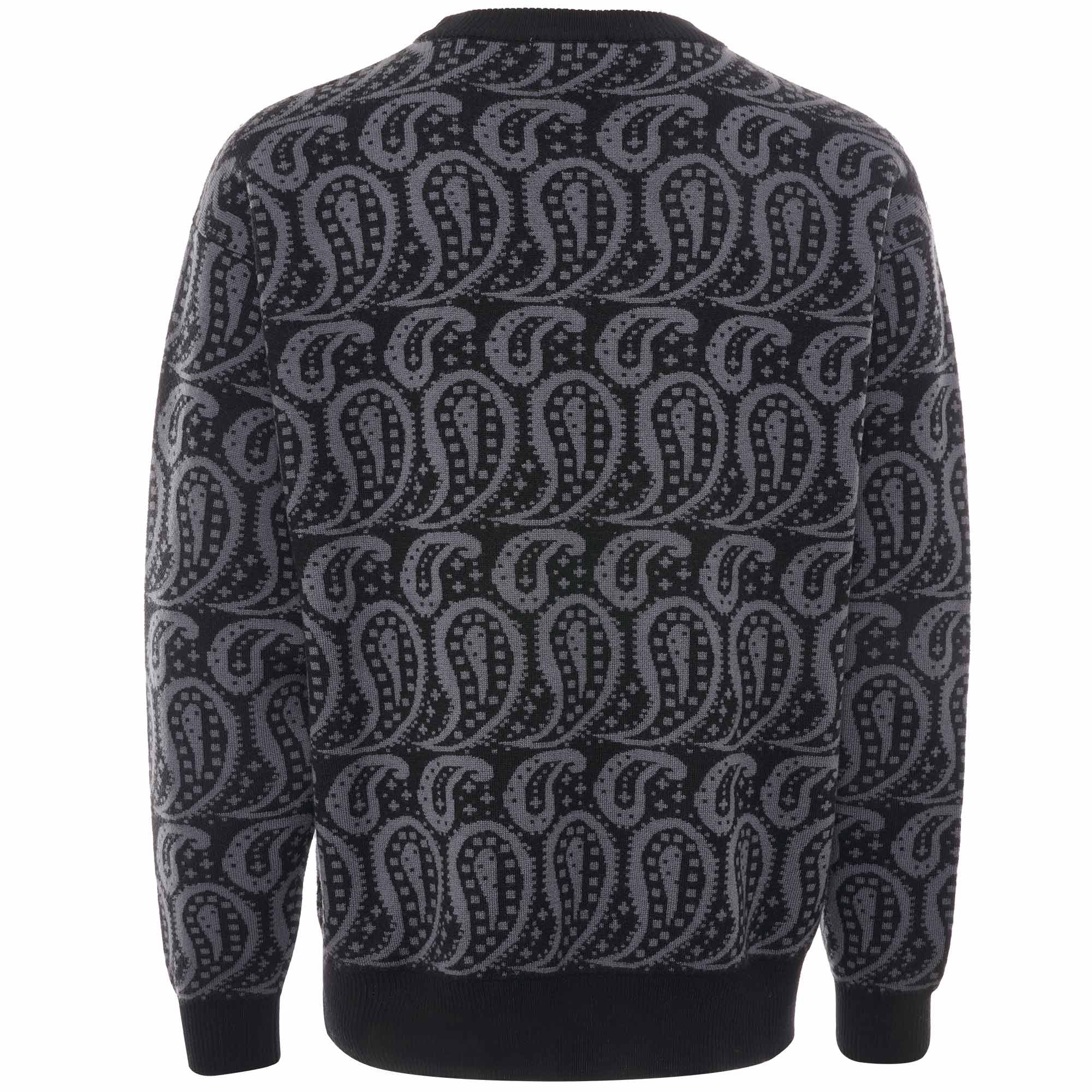 Shoegazer Merino Wool Paisley Knitted Jumper - Black/Grey