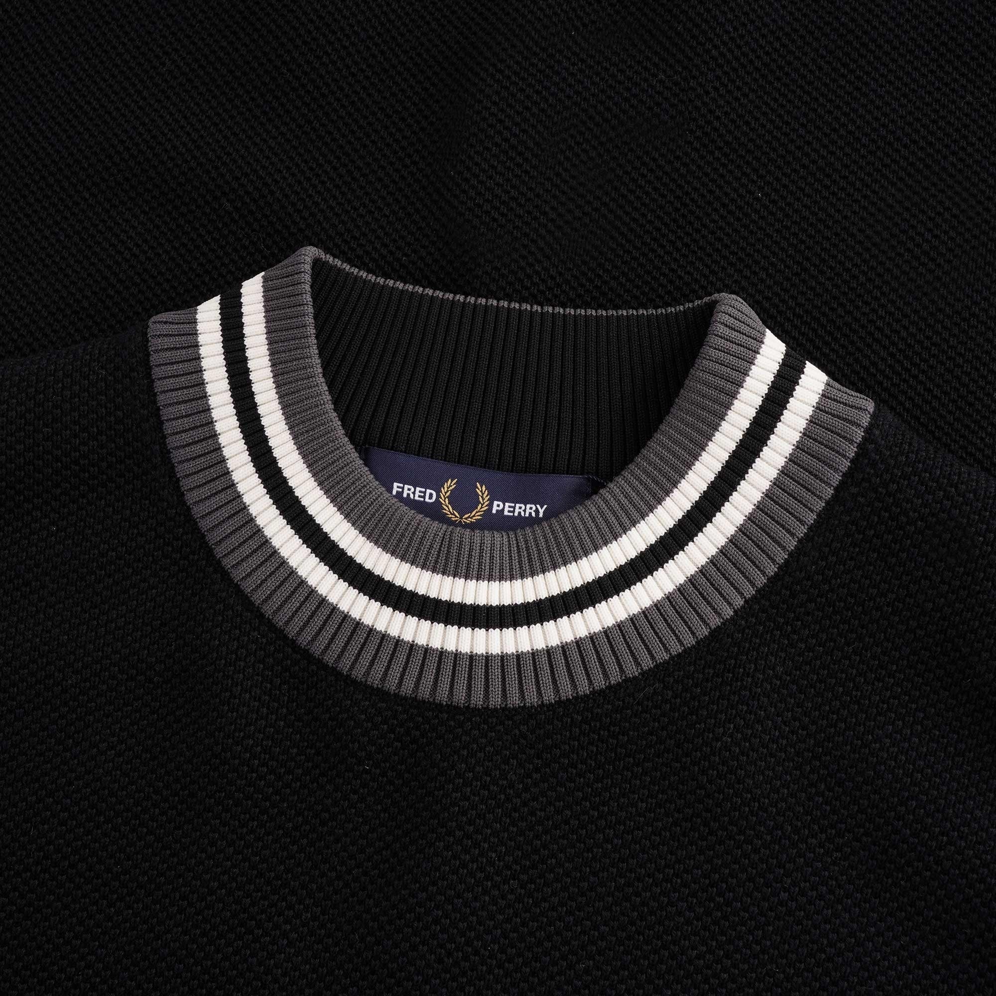 Striped Neck Jumper - Black