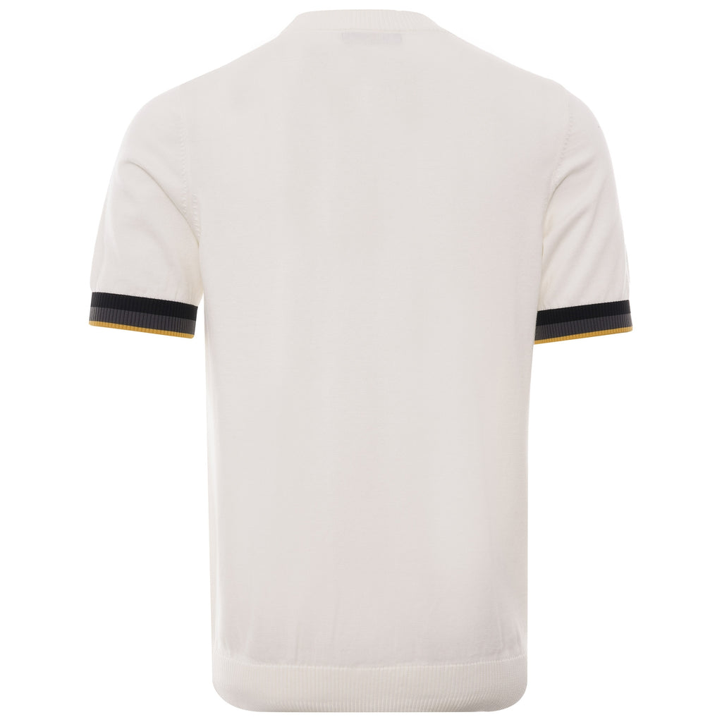 Striped Cuff Knitted T-Shirt - Snow White