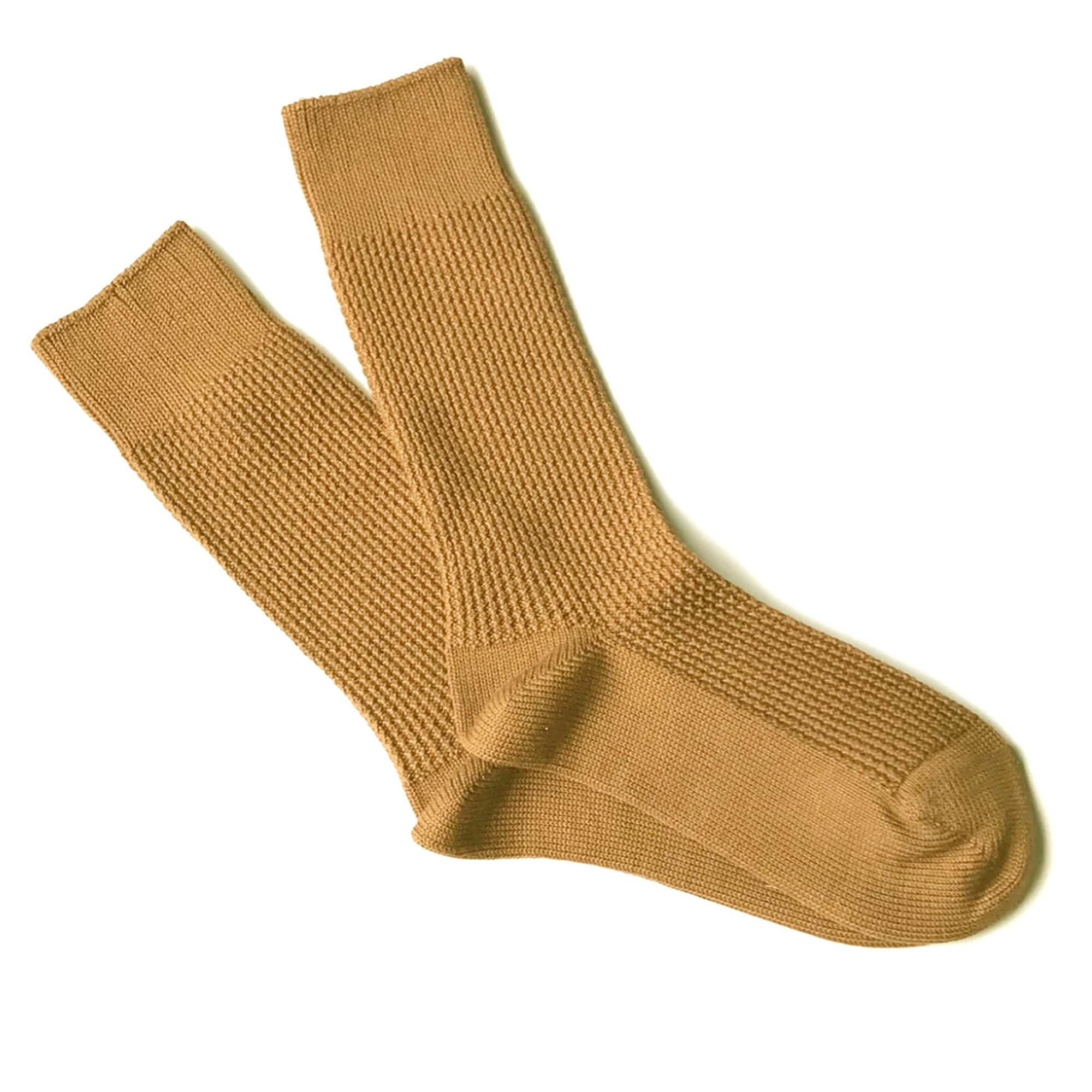 Pique Ribbed Crew Sock - Gold