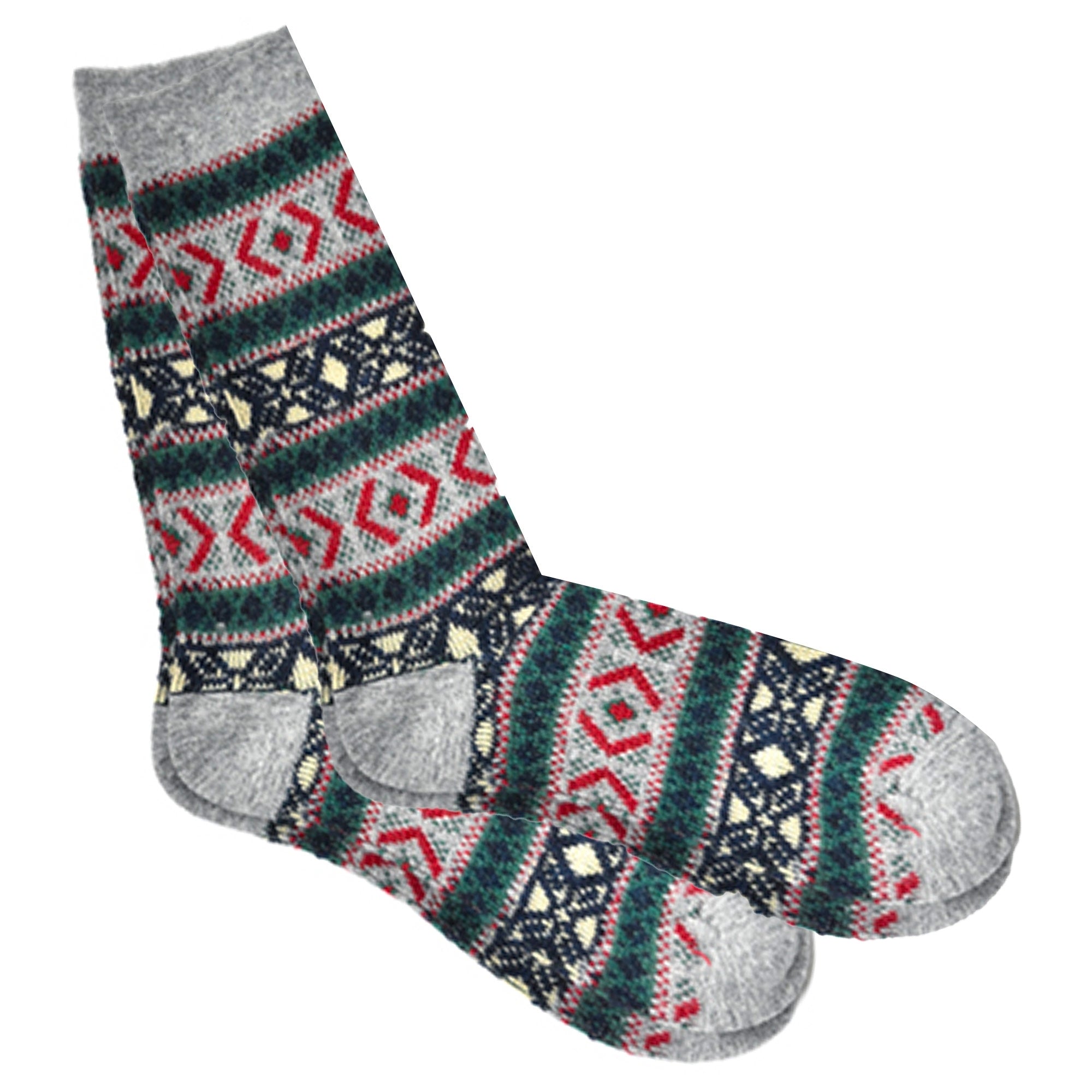 Jacquard Wool Crew Sock - Grey