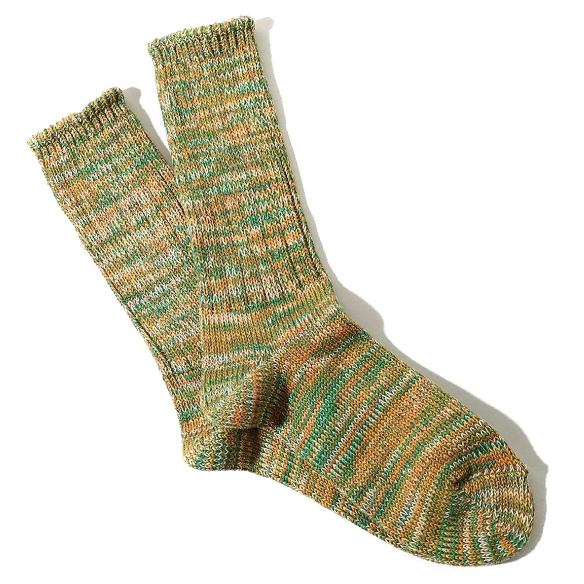 5 Colour Mix Crew Sock - Green