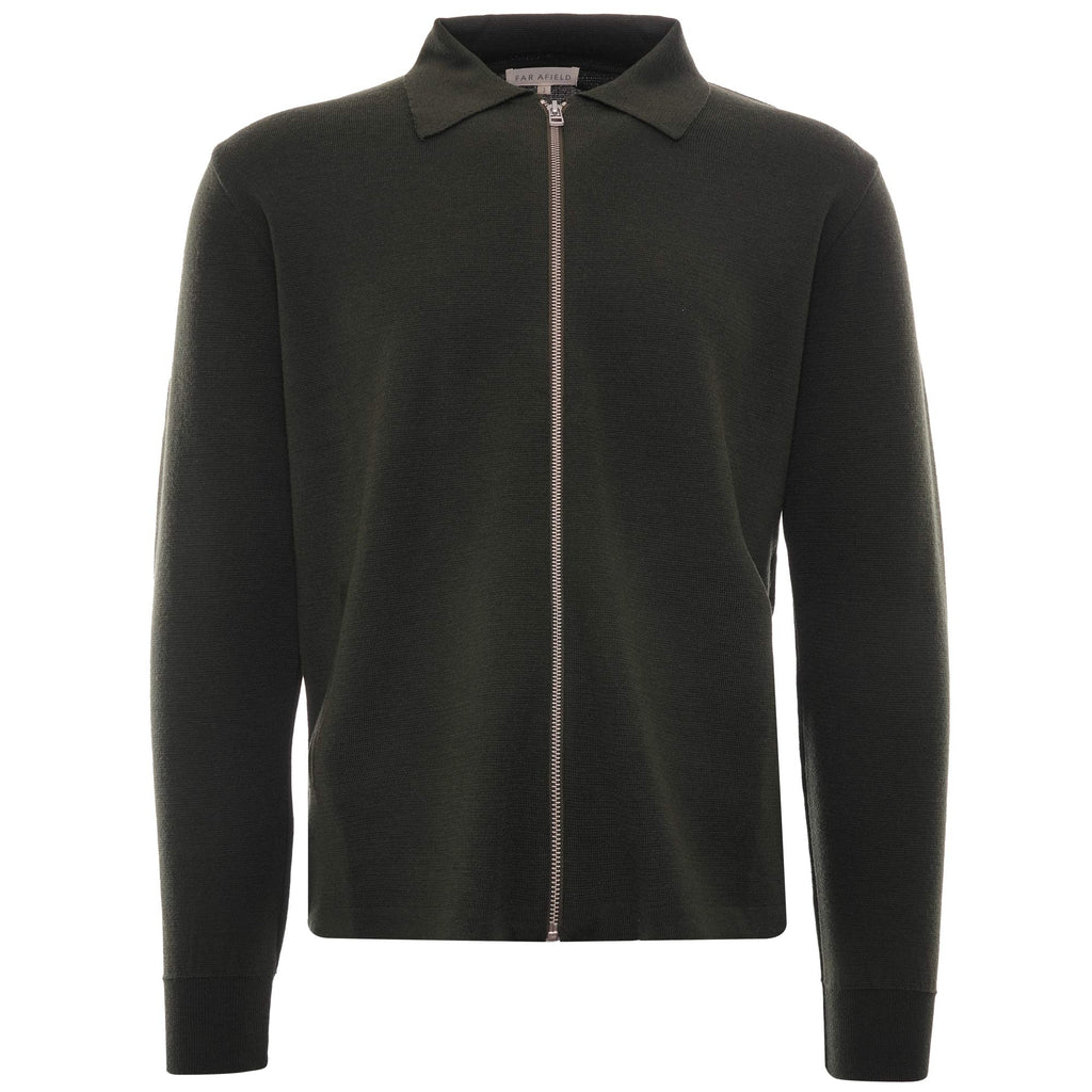 Alexsey Zipper Cardigan - Dark Olive