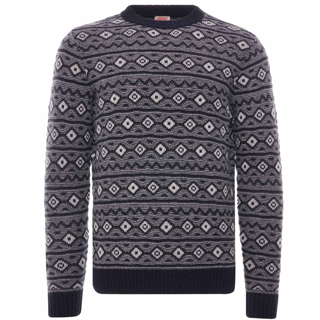 Jacquard Crewneck Jumper - Navy