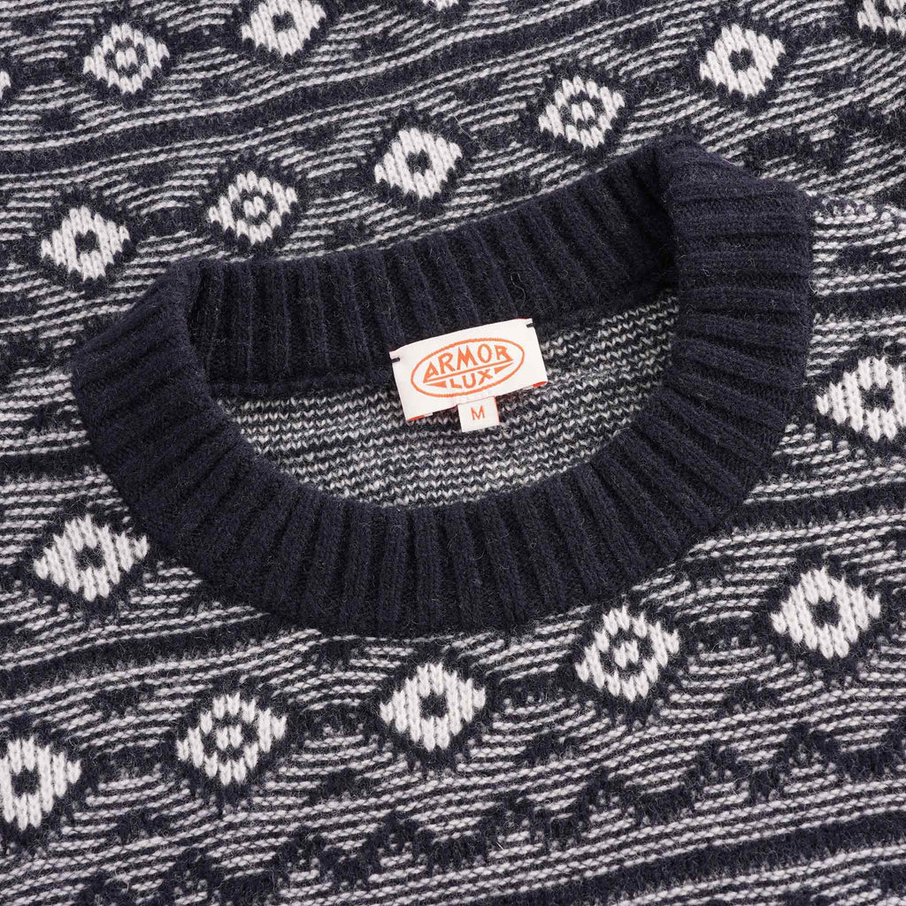 Jacquard Crewneck Jumper - Navy