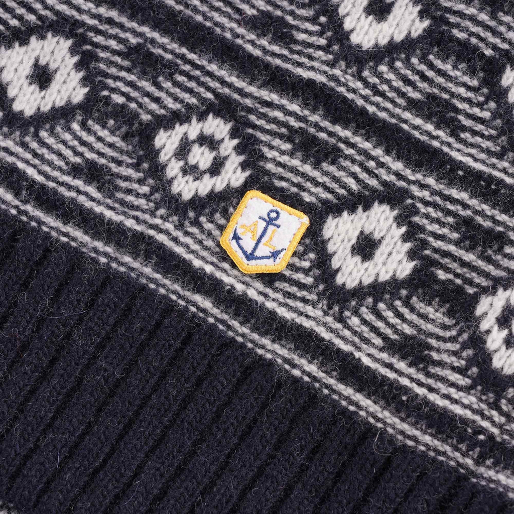 Jacquard Crewneck Jumper - Navy