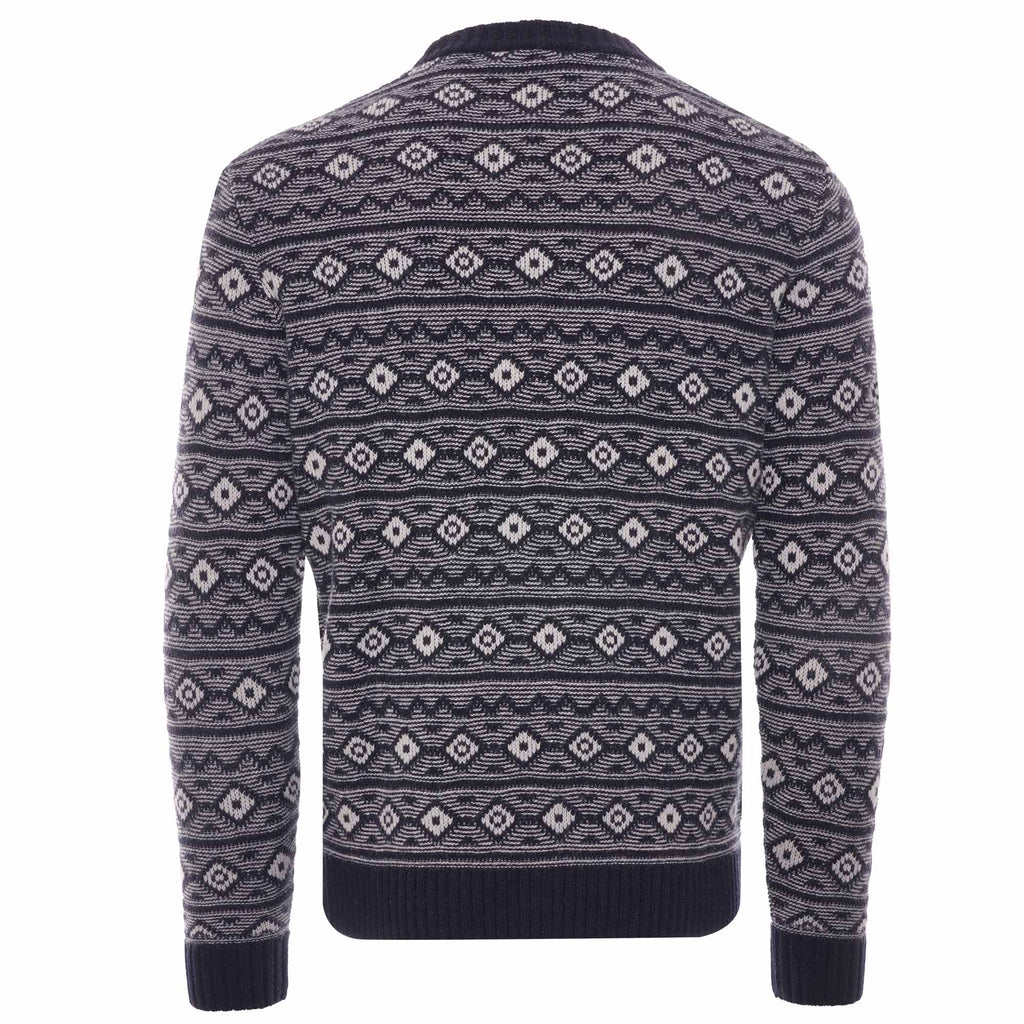 Jacquard Crewneck Jumper - Navy